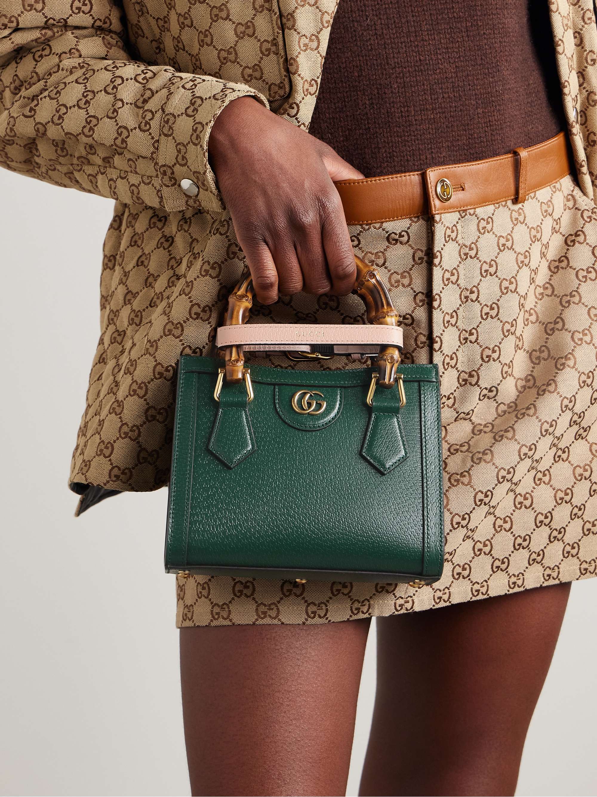 GUCCI Diana mini textured-leather tote
