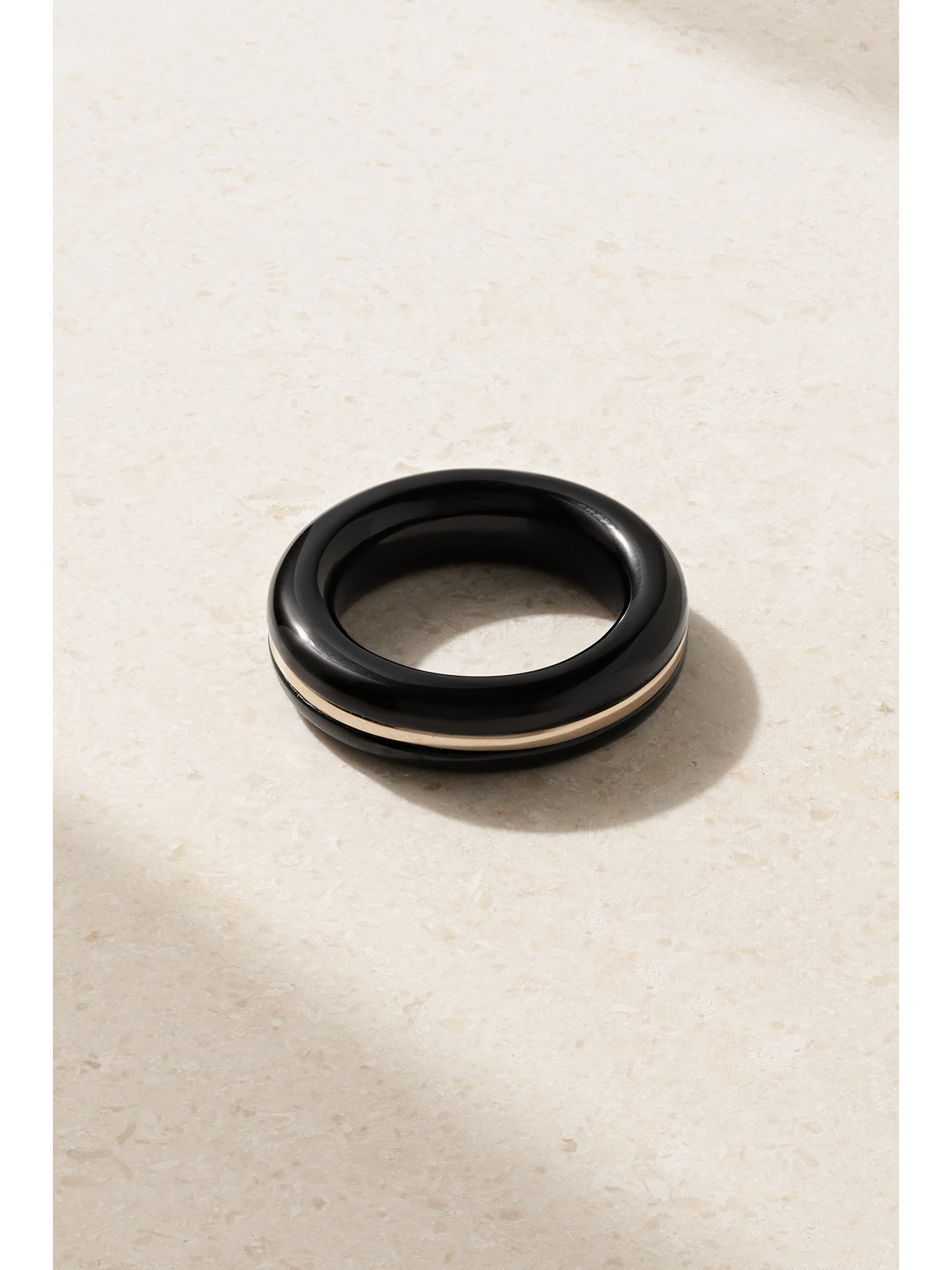 By Pariah Essential Stacking 14-karat Gold And Onyx Ring In Black