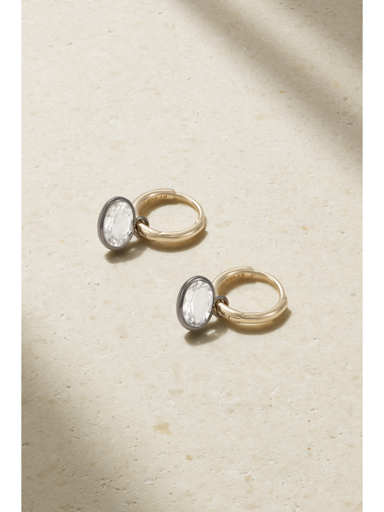 By Pariah Orbit Recycled 14-karat Gold, Rhodium And Topaz Hoop Earrings In White