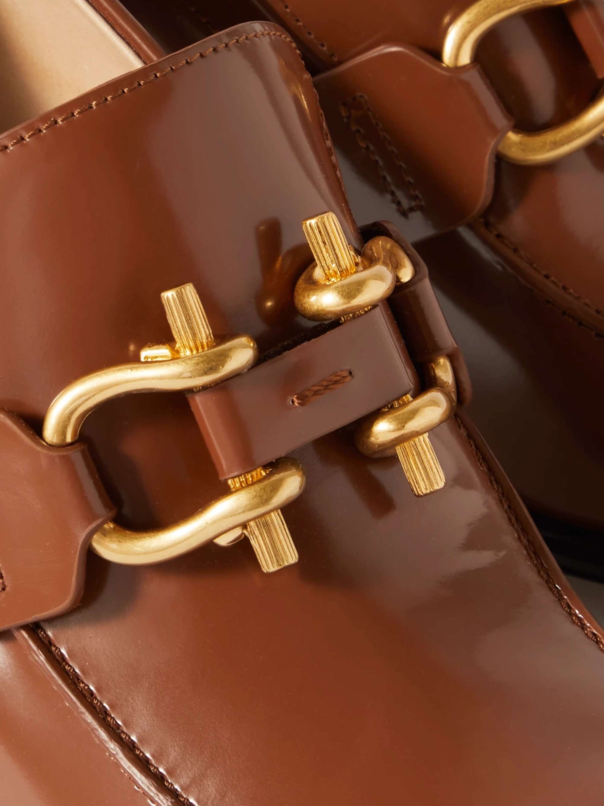 BOTTEGA Monsieur embellished glossedleather pumps NETAPORTER