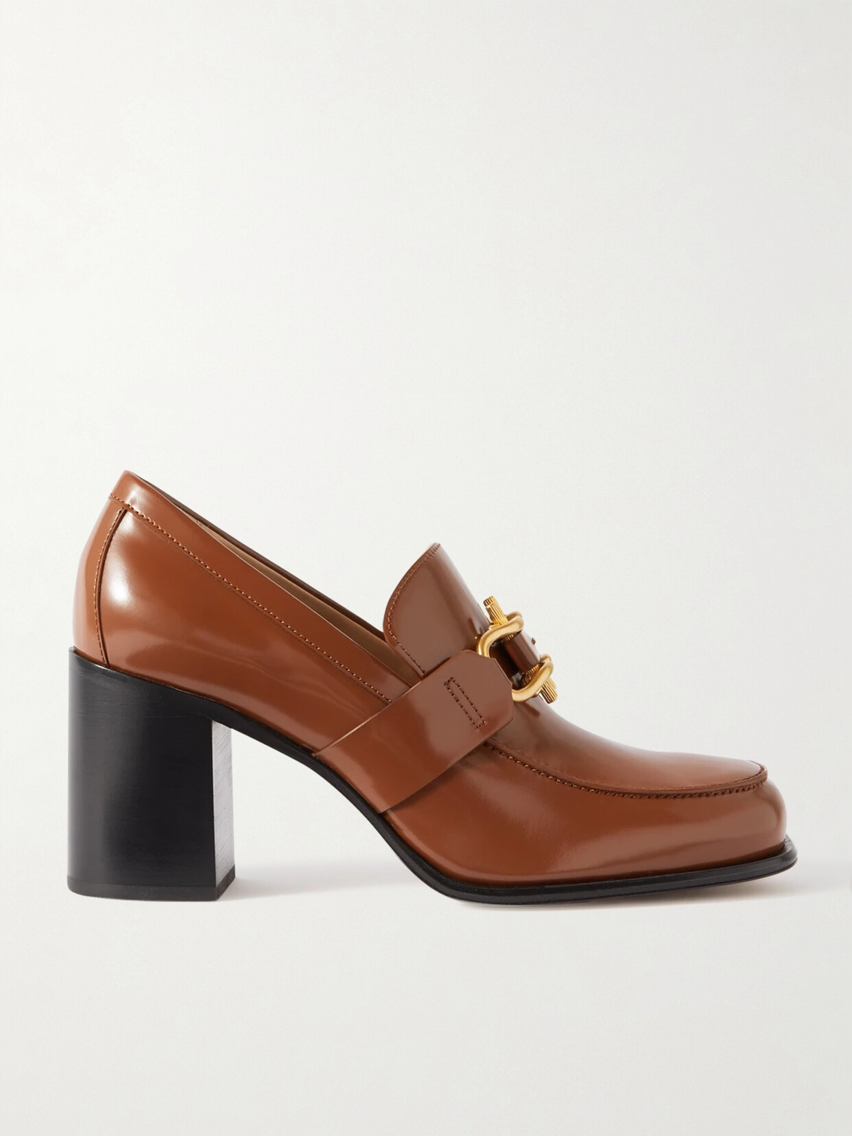 Bottega Veneta Monsieur Embellished Glossed-leather Pumps In Brown