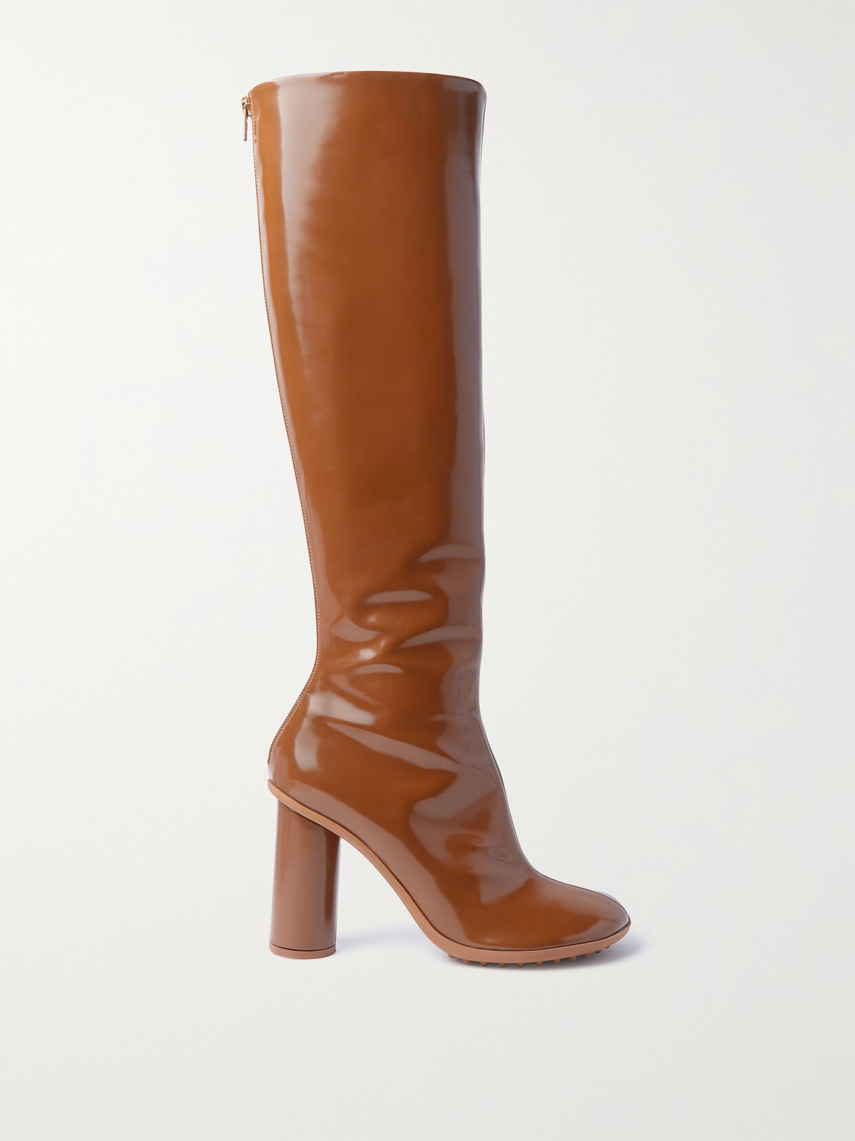 Bottega Veneta Latex Knee Boots In Brown