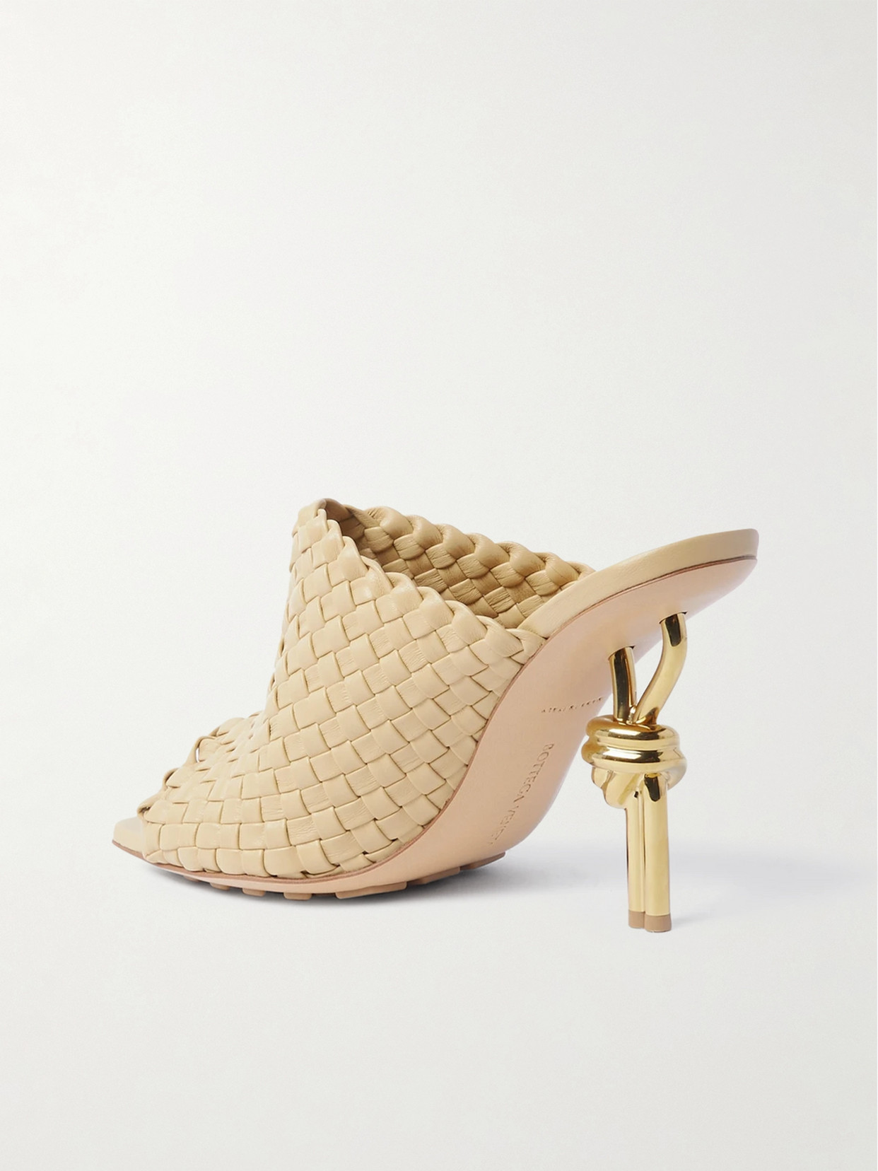 Shop Bottega Veneta Knot Embellished Intrecciato Leather Mules In Neutrals