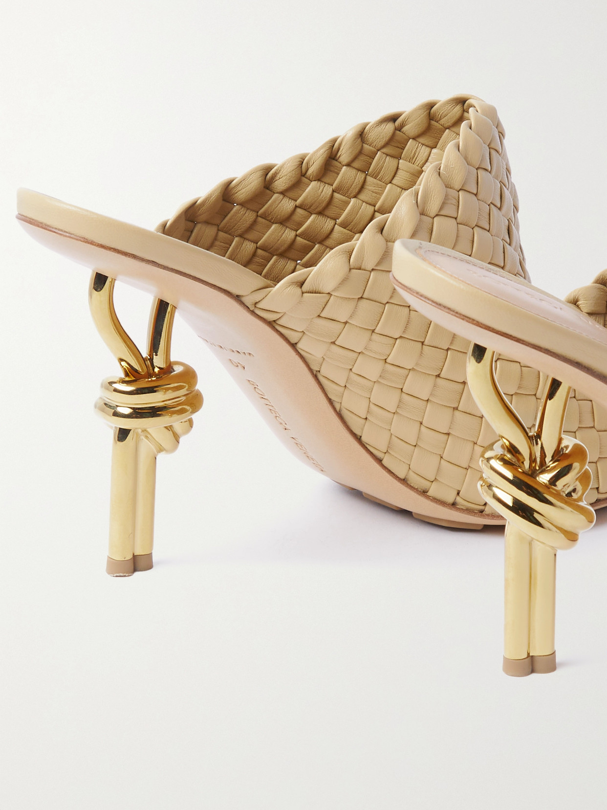 Shop Bottega Veneta Knot Embellished Intrecciato Leather Mules In Neutrals