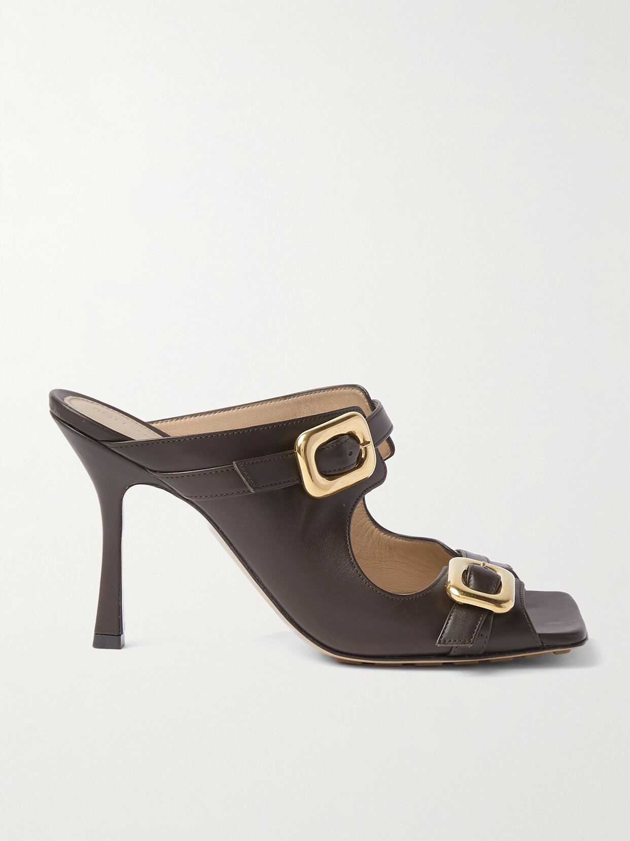 Shop Bottega Veneta Stretch Buckle Leather Sandals In Brown