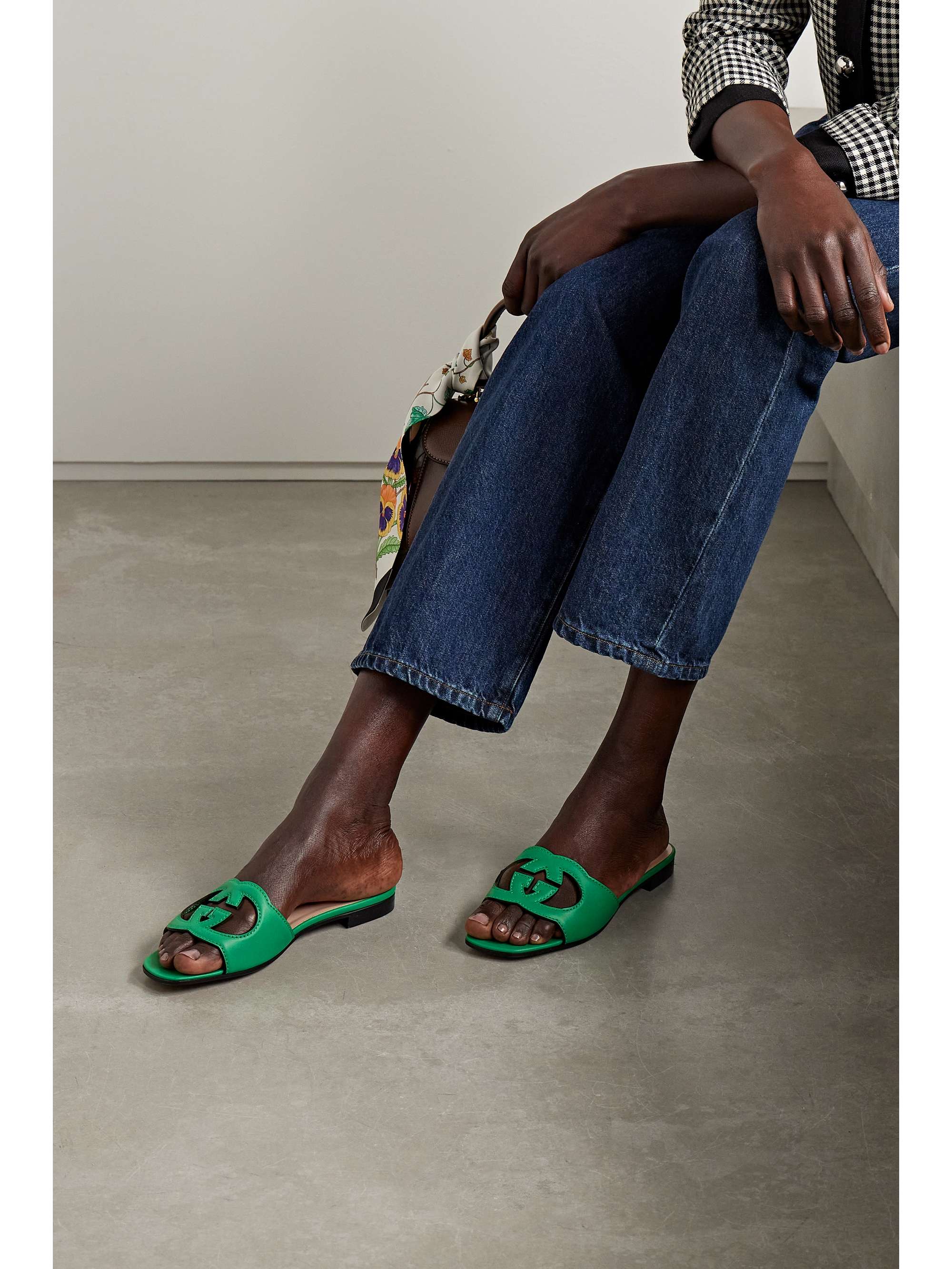 GUCCI Cutout leather slides