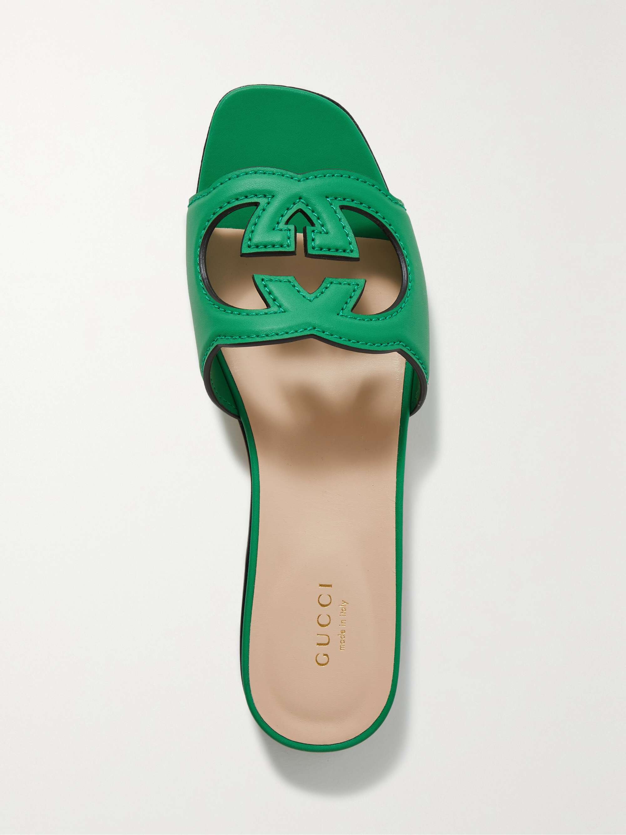 GUCCI Cutout leather slides | NET-A-PORTER