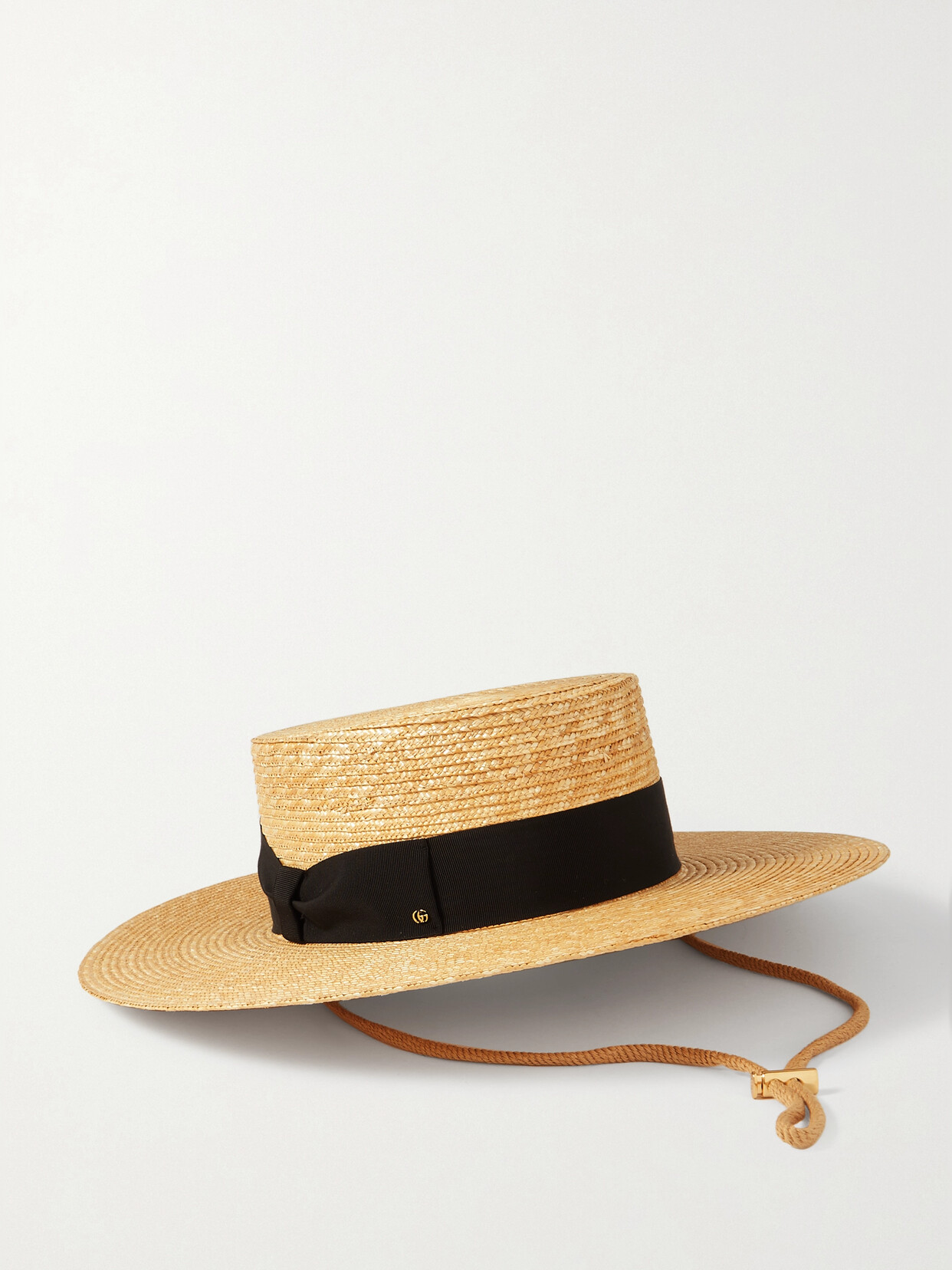 Gucci Alba Grosgrain-trimmed Straw Boater Hat