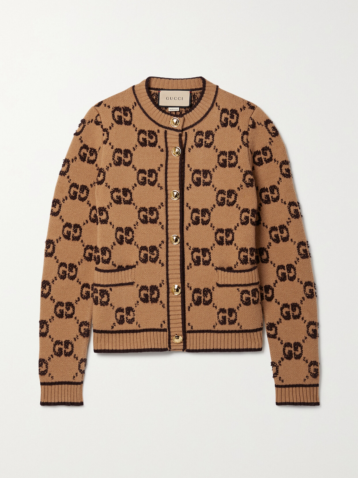 Gucci - Wool Bouclé-jacquard Cardigan - Brown