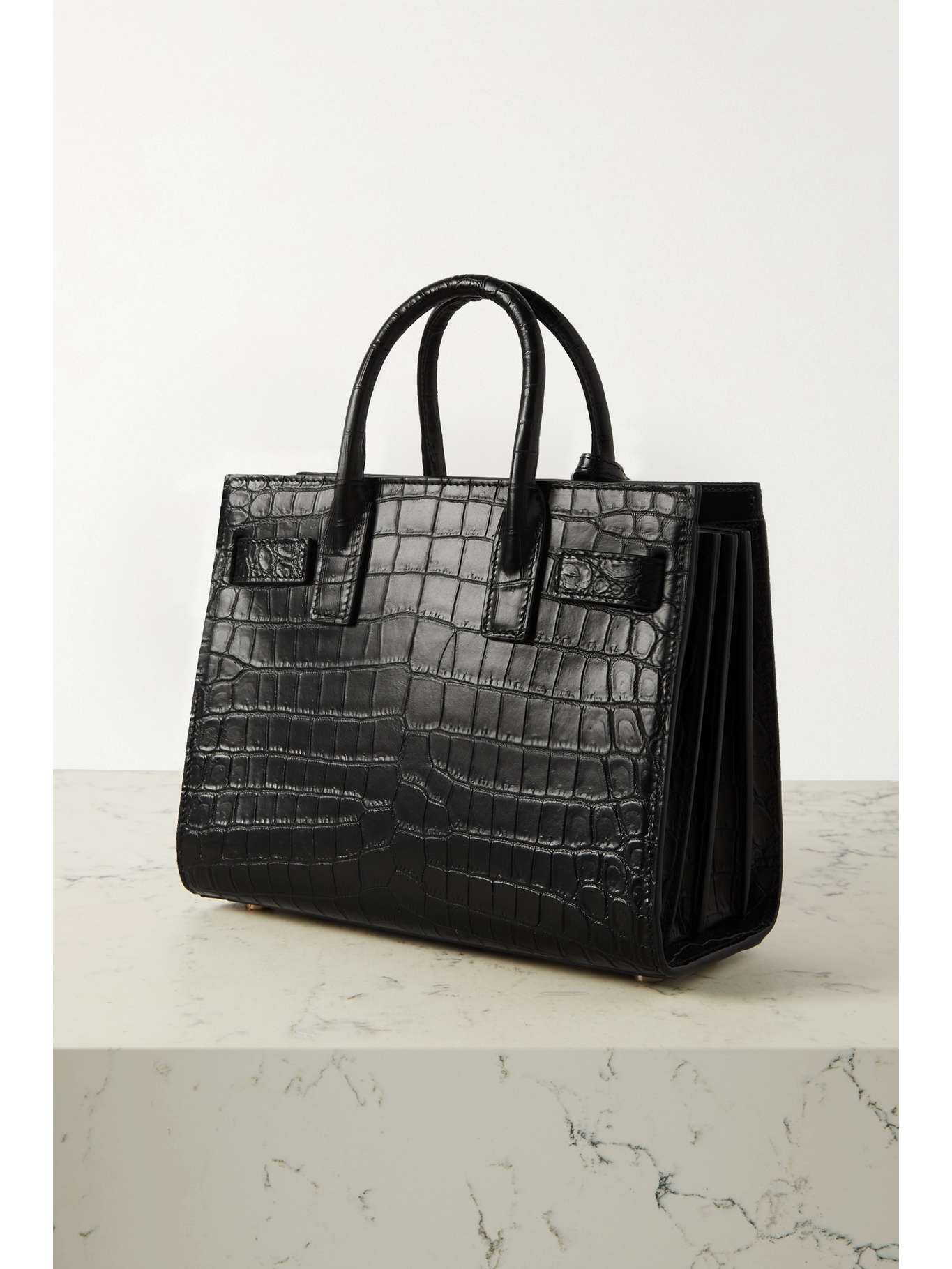 SAINT LAURENT Sac De Jour nano croc-effect leather tote | NET-A-PORTER