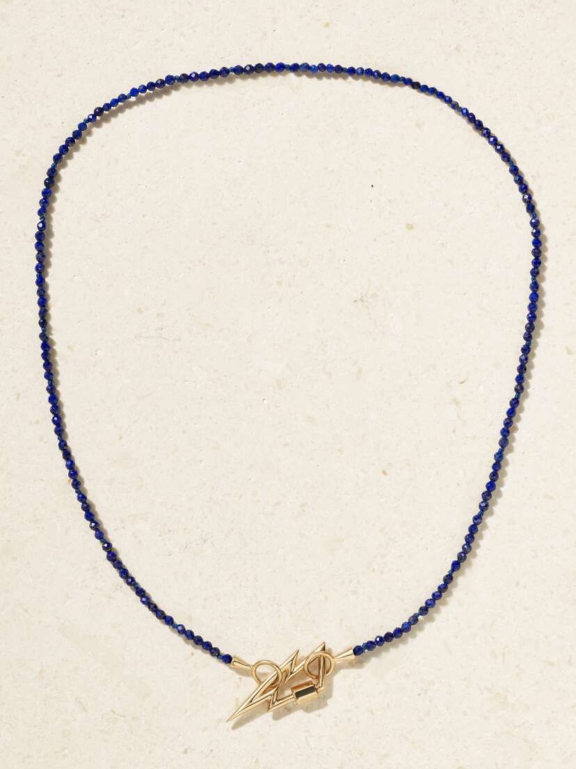 Marla Aaron Itty Bitty Strand 14-karat Gold Lapis Lazuli Necklace