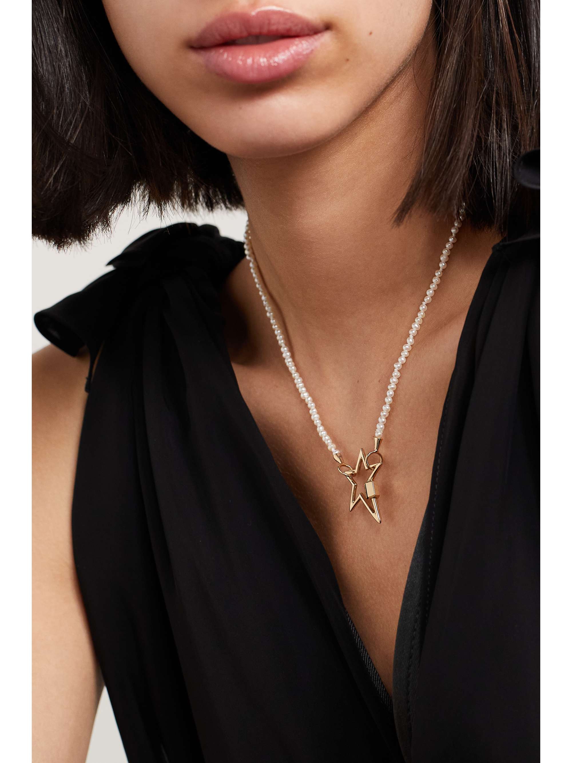 MARLA AARON Itty Bitty Strand 14-karat gold pearl necklace | NET-A-PORTER