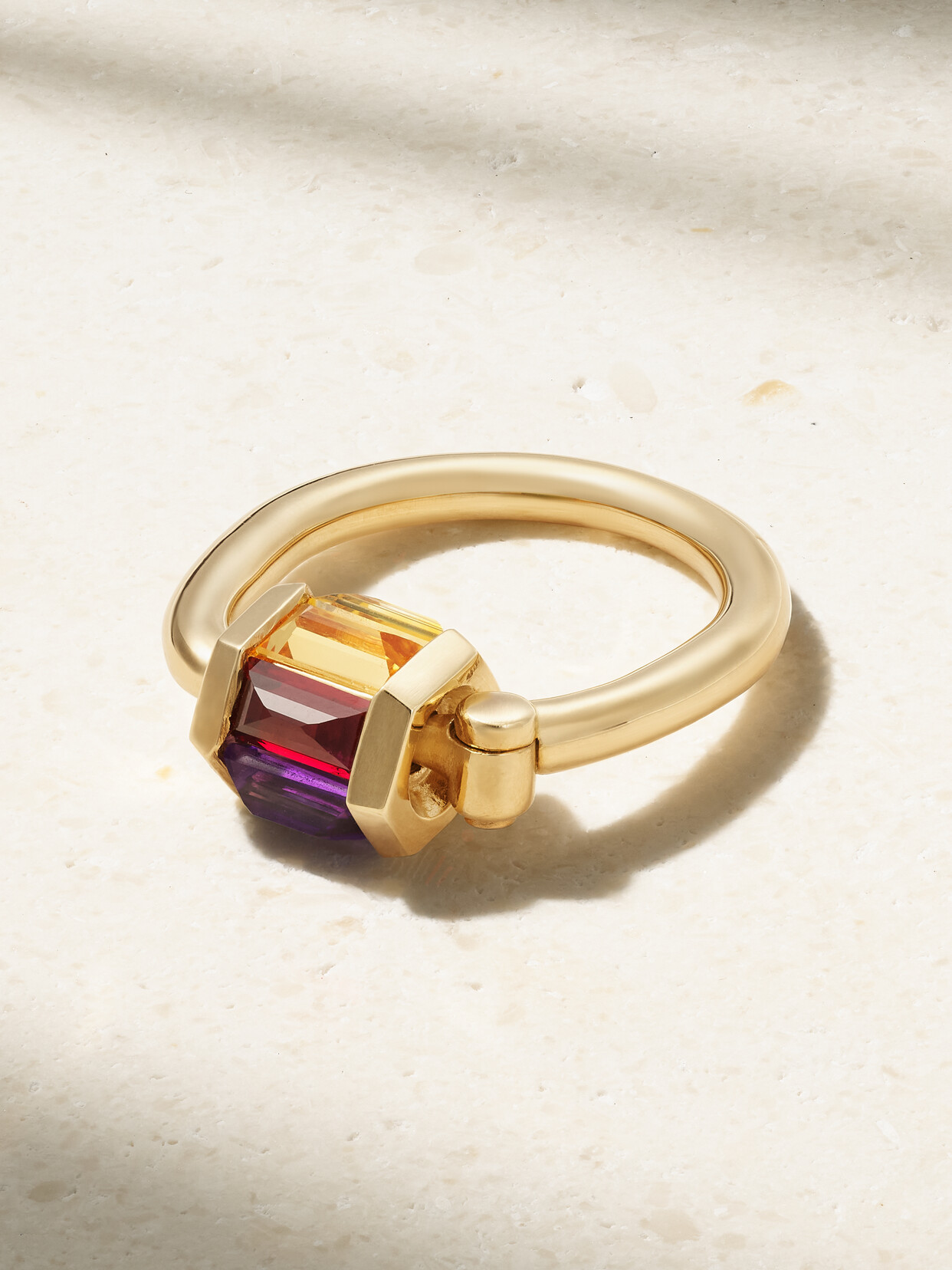 Marla Aaron Trundle Lock 18-karat Gold Multi-stone Ring - 7