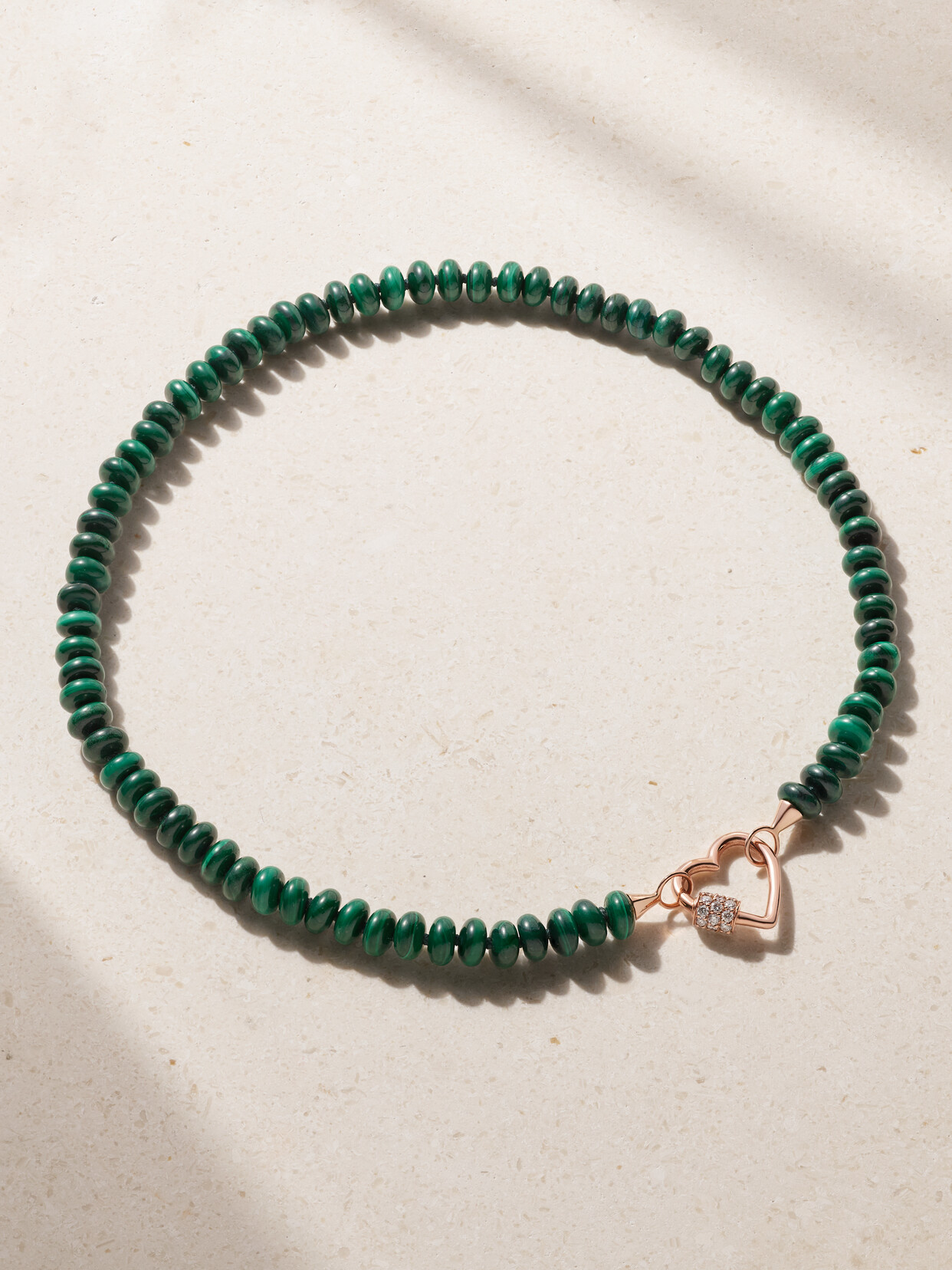 Marla Aaron 14-karat Rose Gold, Malachite And Diamond Necklace