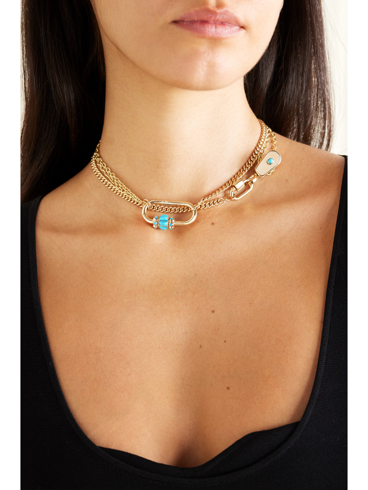 Shop Marla Aaron 14-karat Gold Turquoise Necklace