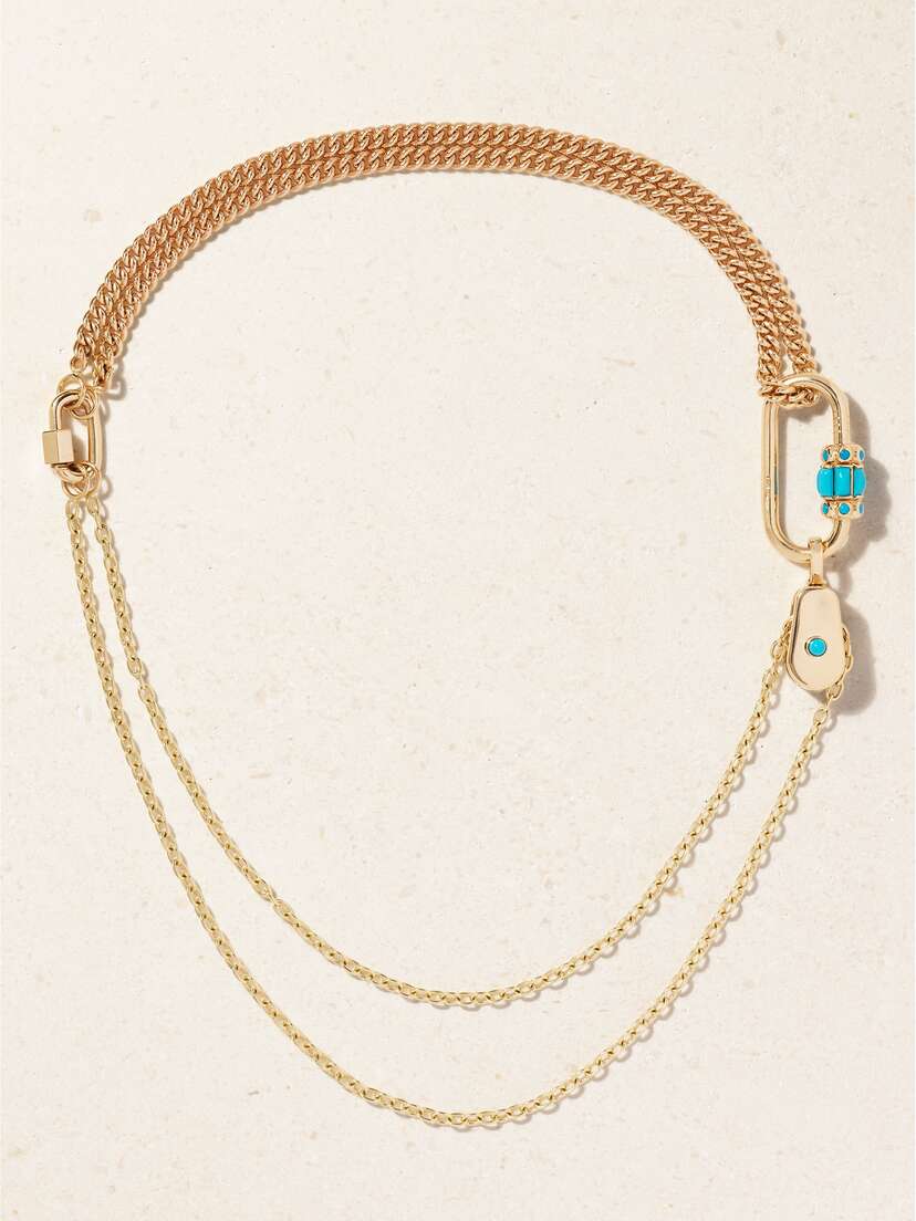 Marla Aaron 14-karat Gold Turquoise Necklace