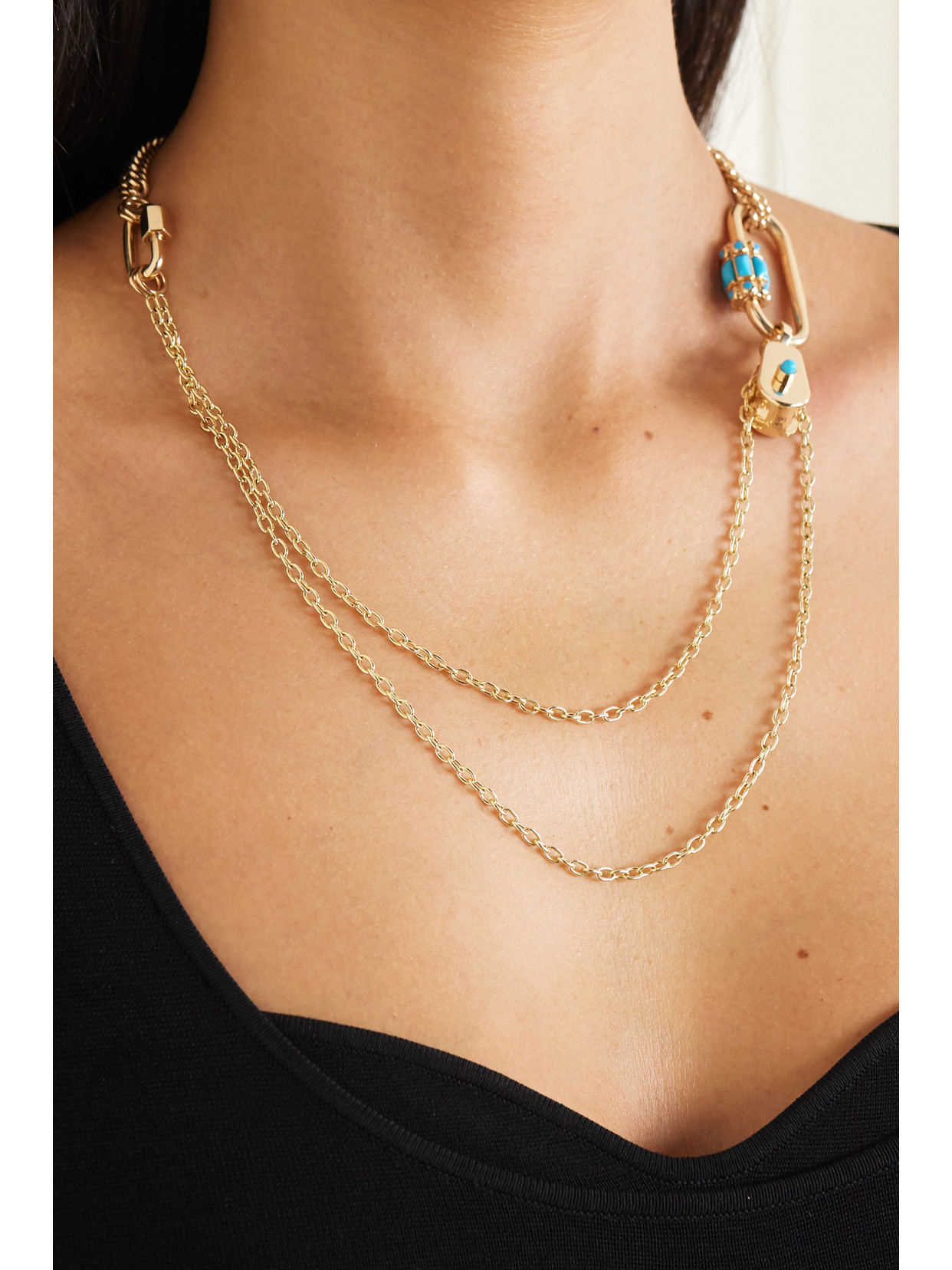 Shop Marla Aaron 14-karat Gold Turquoise Necklace