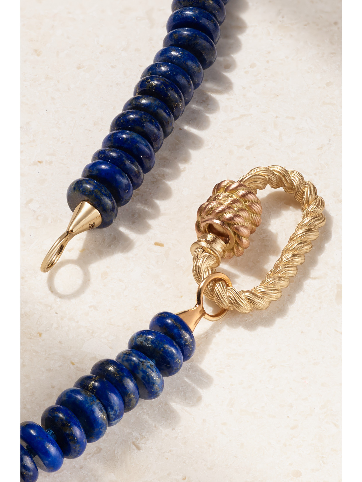 Shop Marla Aaron 14-karat Yellow And Rose Gold Lapis Lazuli Necklace