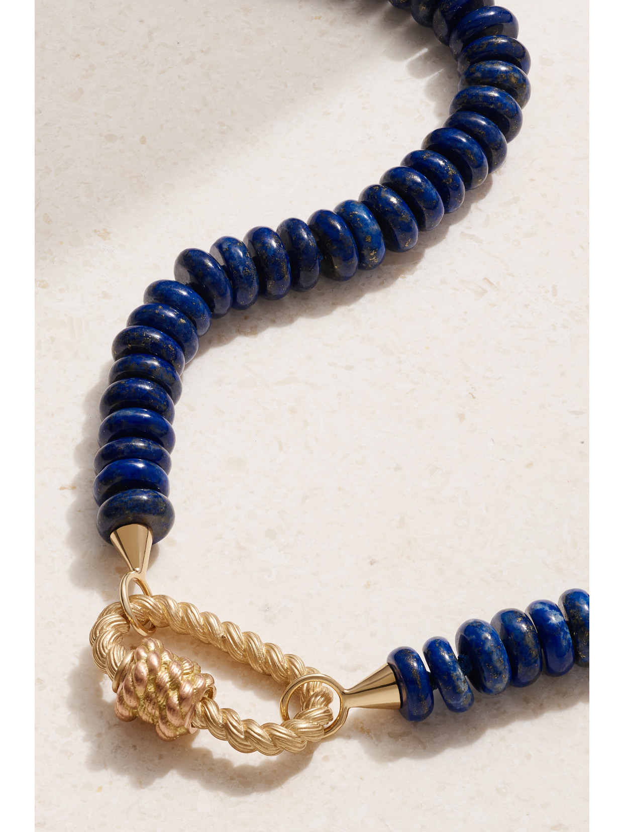 Shop Marla Aaron 14-karat Yellow And Rose Gold Lapis Lazuli Necklace