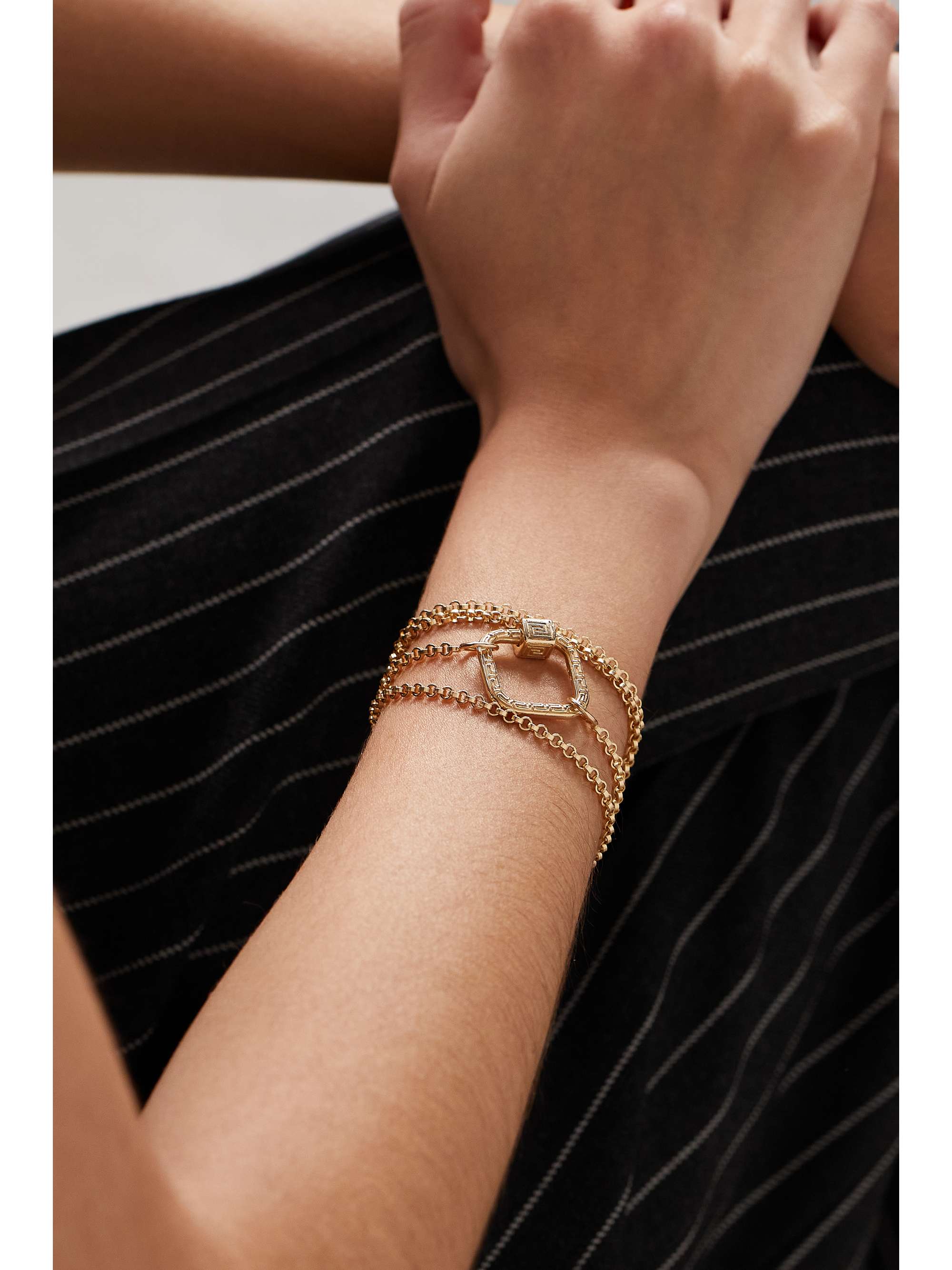 MARLA AARON Meander Lock 14karat white, yellow and rose gold necklace