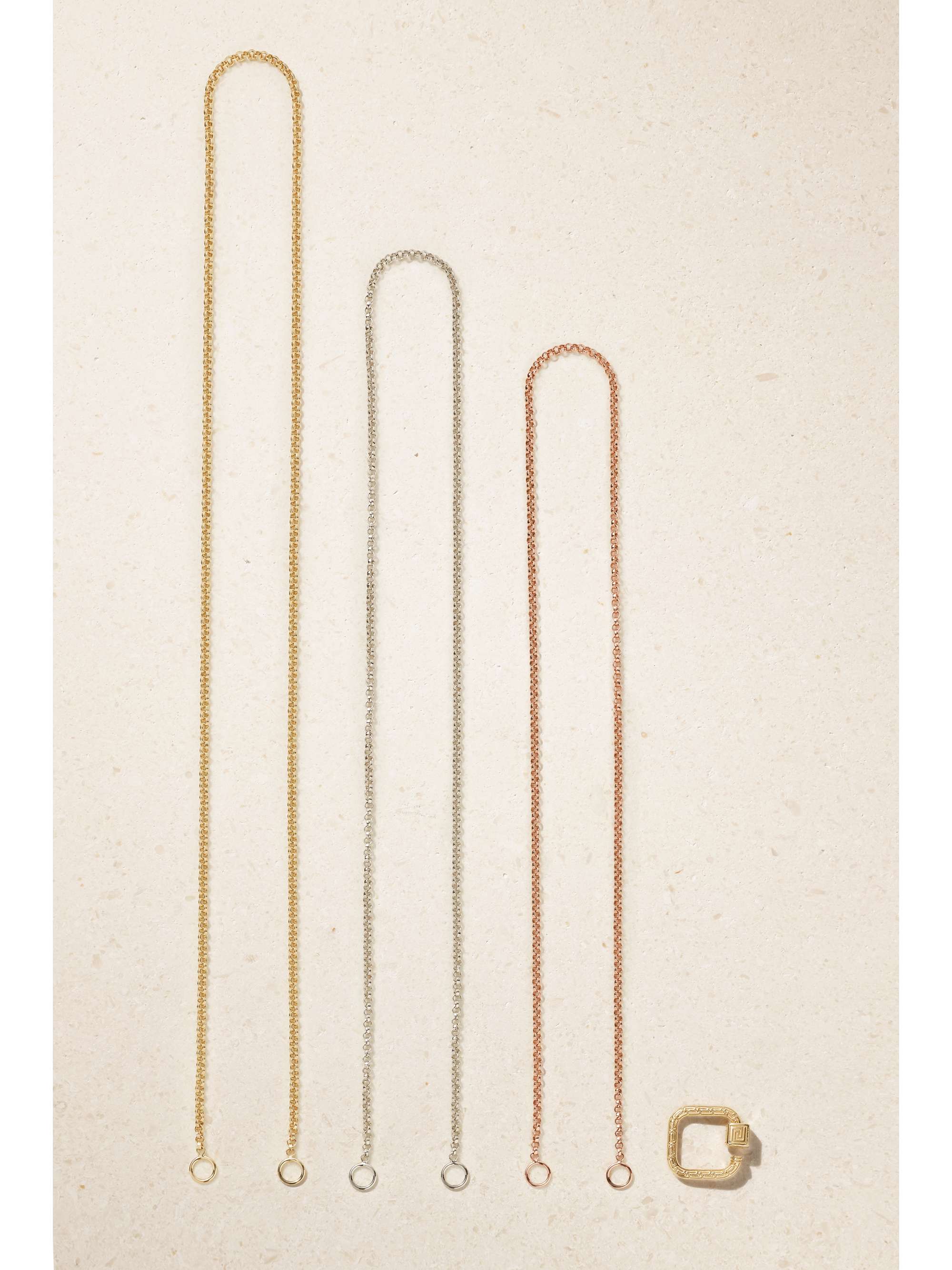 MARLA AARON Meander Lock 14karat white, yellow and rose gold necklace