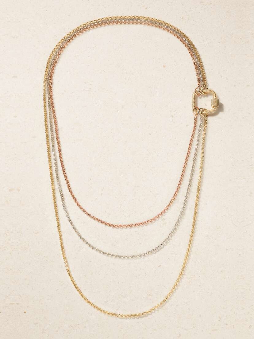Marla Aaron Meander Lock 14-karat White, Yellow And Rose Gold Necklace