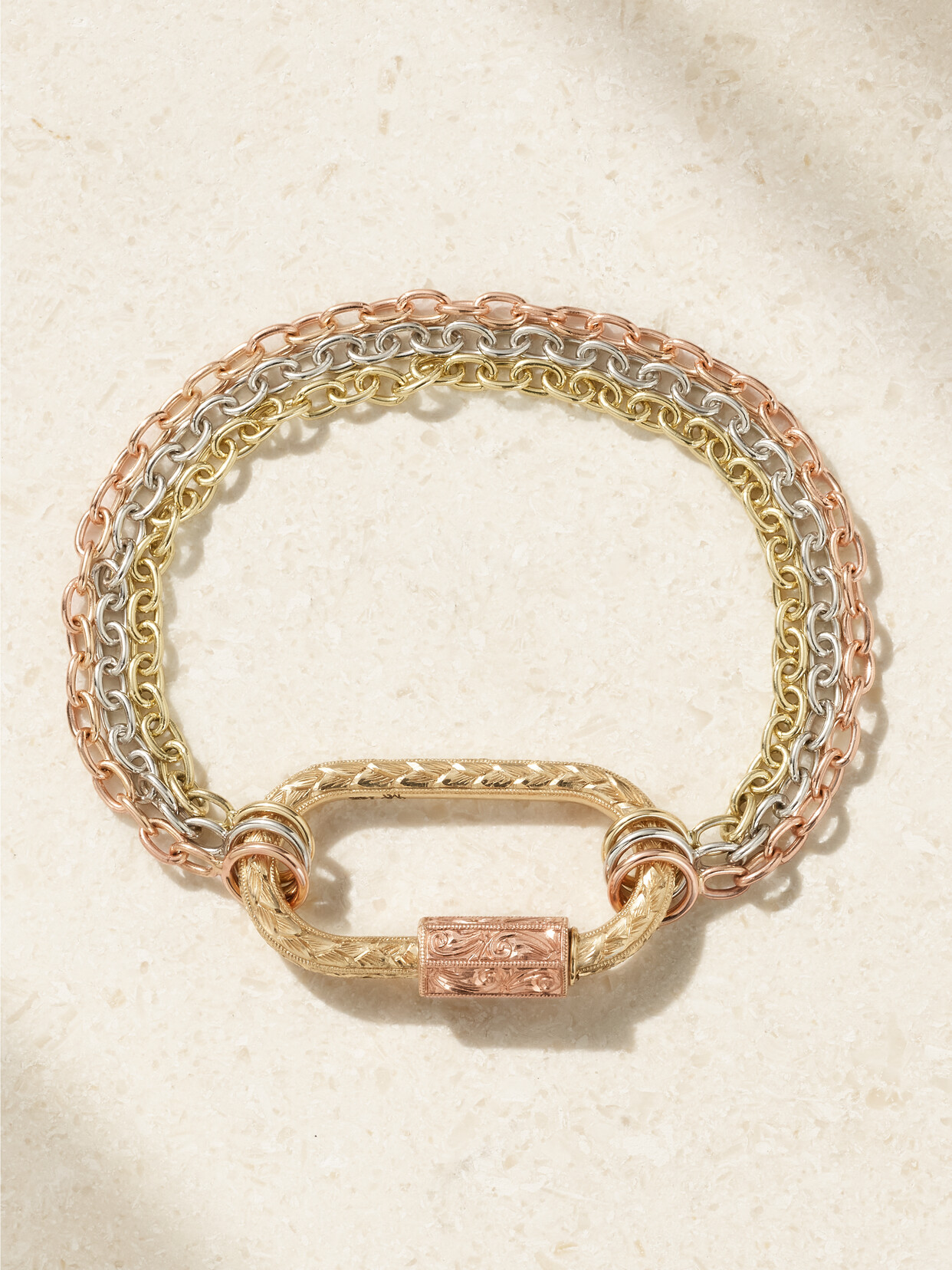 Marla Aaron 14-karat Yellow, Rose And White Gold Bracelet