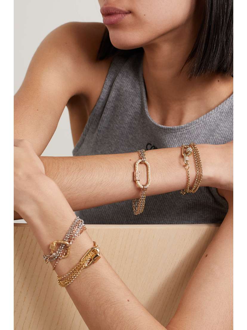 Marla Aaron 14-karat Yellow, Rose And White Gold Bracelet