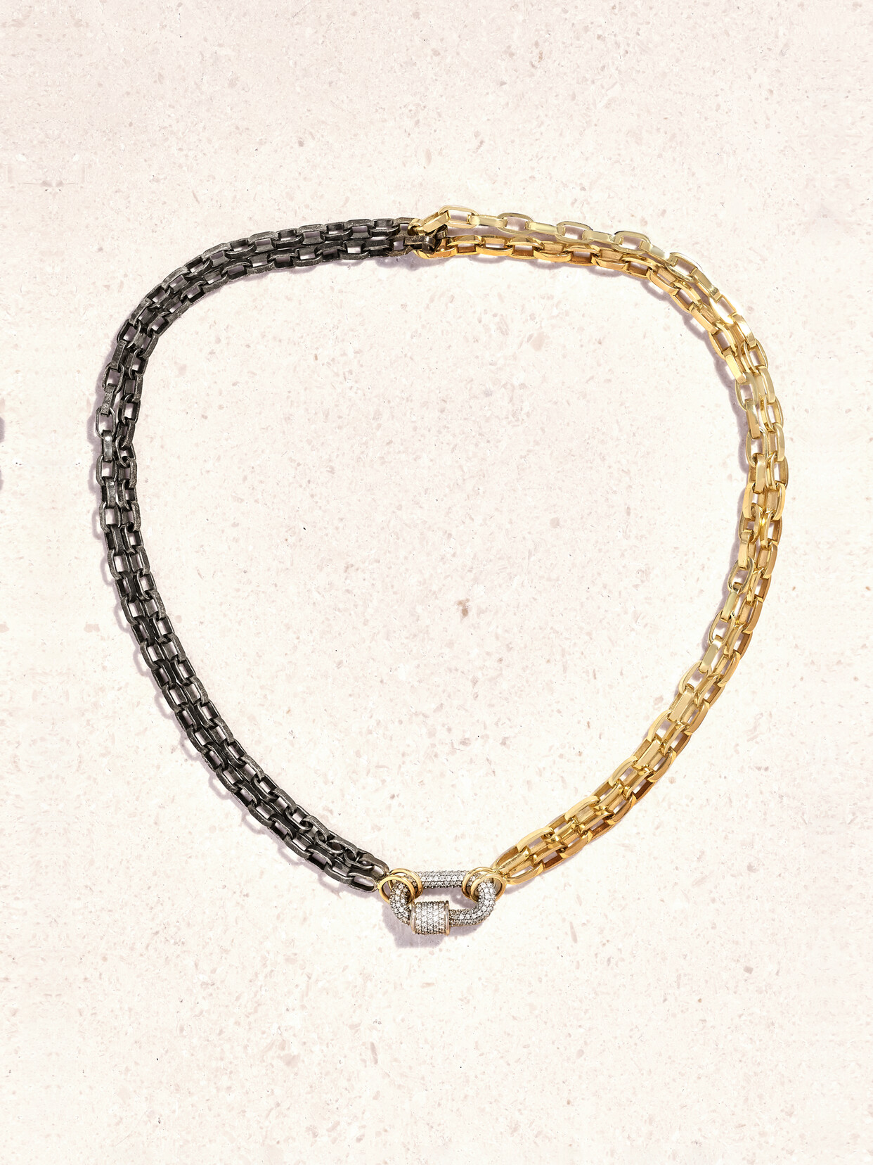 Marla Aaron Biker Chain 14-karat Yellow And White Gold, Sterling Silver And Diamond Necklace