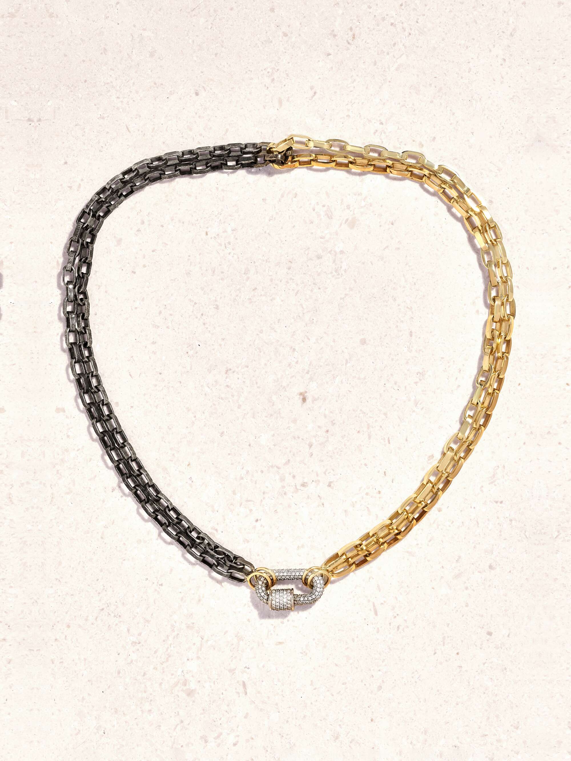 MARLA AARON Biker Chain 14 karat yellow and white gold sterling silver and diamond necklace NET A PORTER