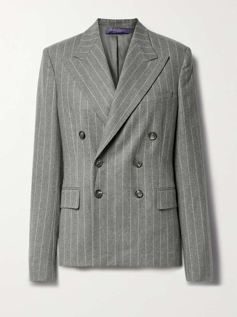 Ralph Lauren Collection Safford Double-breasted Pinstriped Wool Blazer