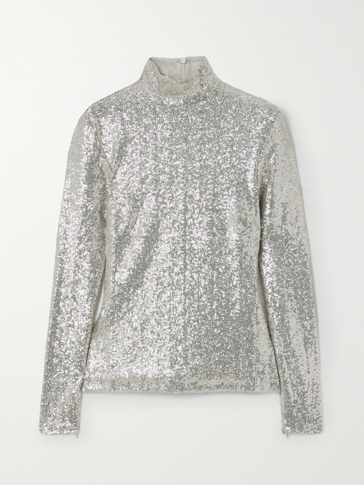 Ralph Lauren Collection - Sequined Stretch-tulle Turtleneck Top - Silver