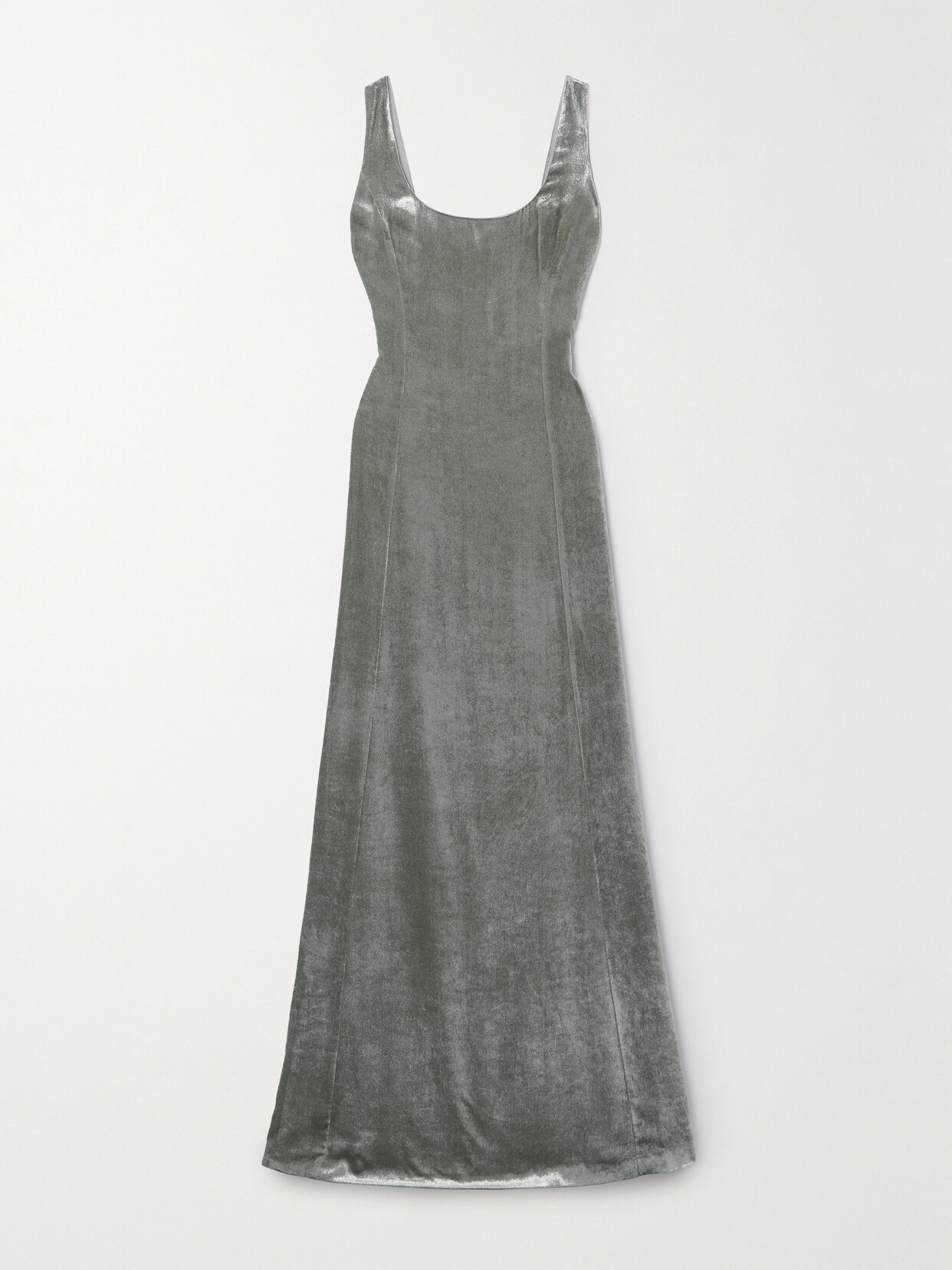 Ralph Lauren Metallic Velvet Gown In Classic Light Grey