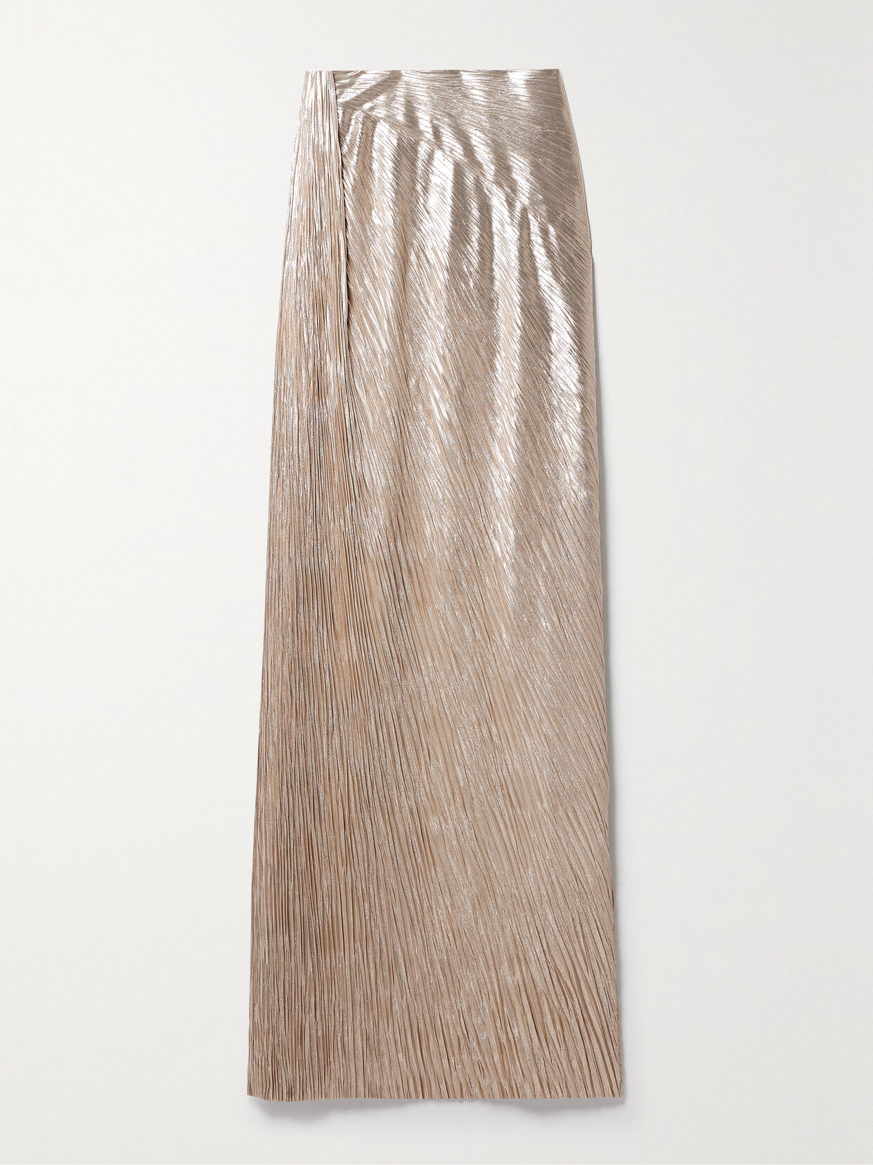 Ralph Lauren Duvall Pleated Lamé Maxi Skirt In Brown