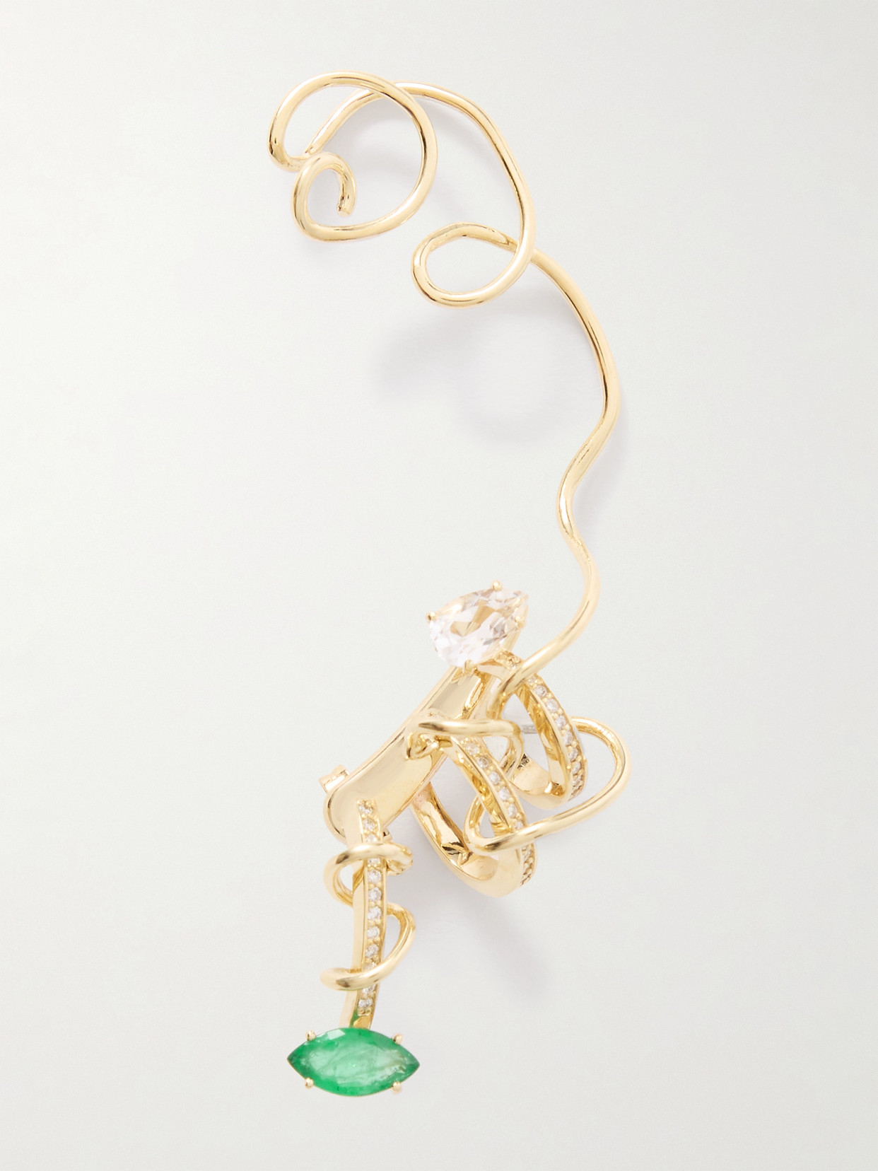BEA BONGIASCA - 9-karat Gold, Emerald And Diamond Single Earring - Green