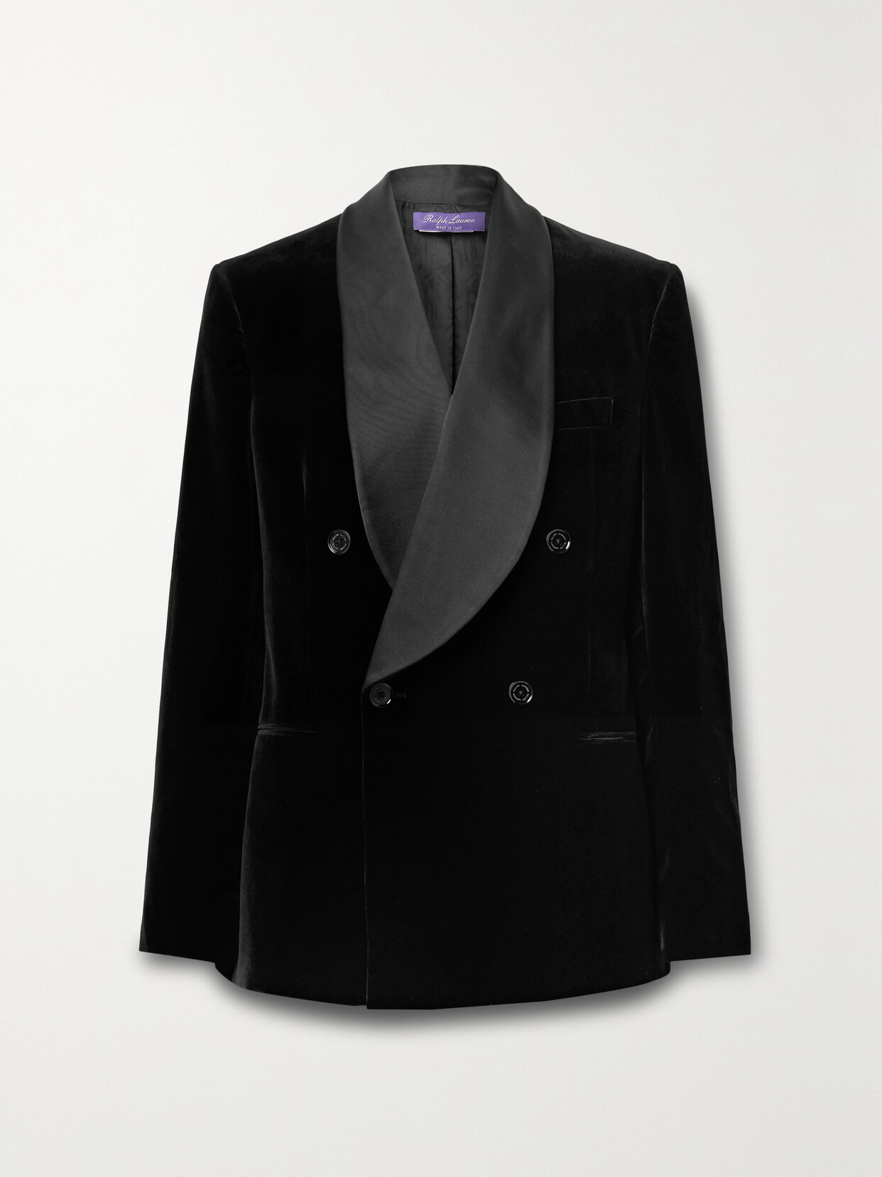 Ralph Lauren Collection - Gregory Double-breasted Satin-trimmed Velvet Blazer - Black