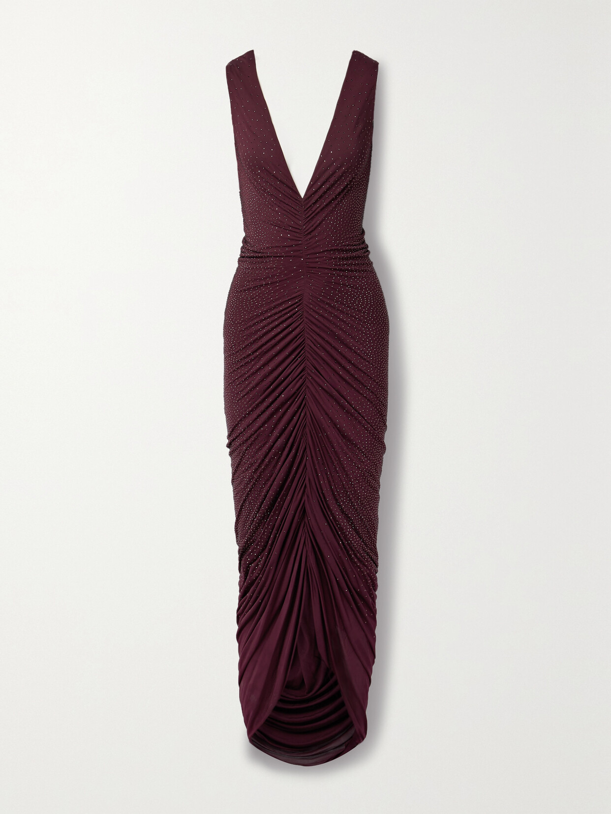 Ralph Lauren Collection - Daemyn Crystal-embellished Ruched Stretch-jersey Gown - Burgundy