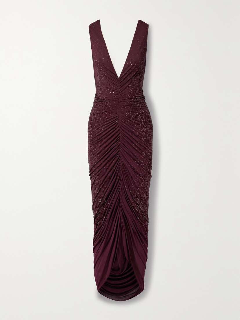 Ralph Lauren Collection Daemyn Crystal-embellished Ruched Stretch-jersey Gown