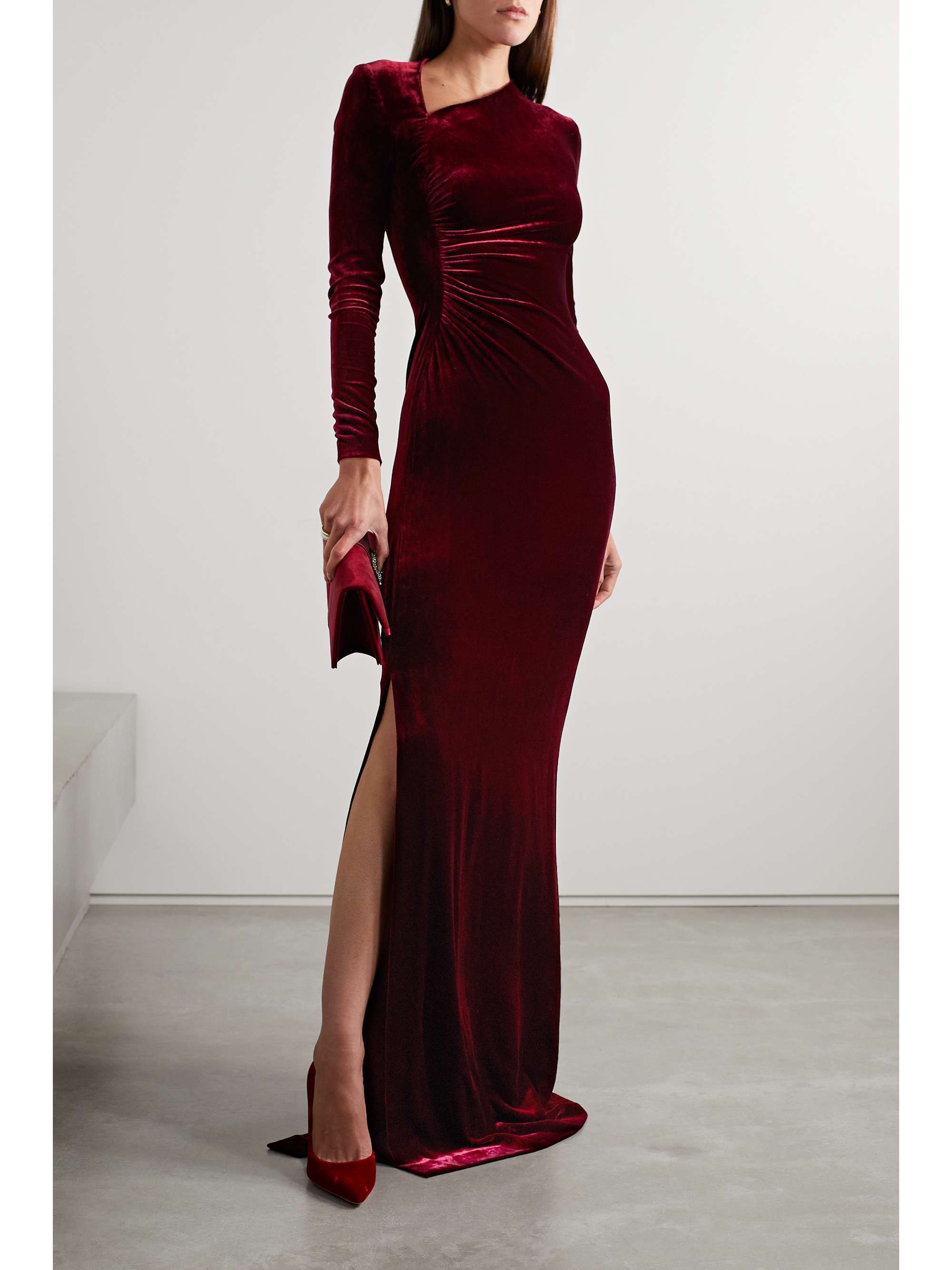 Kinslee ruched velvet gown