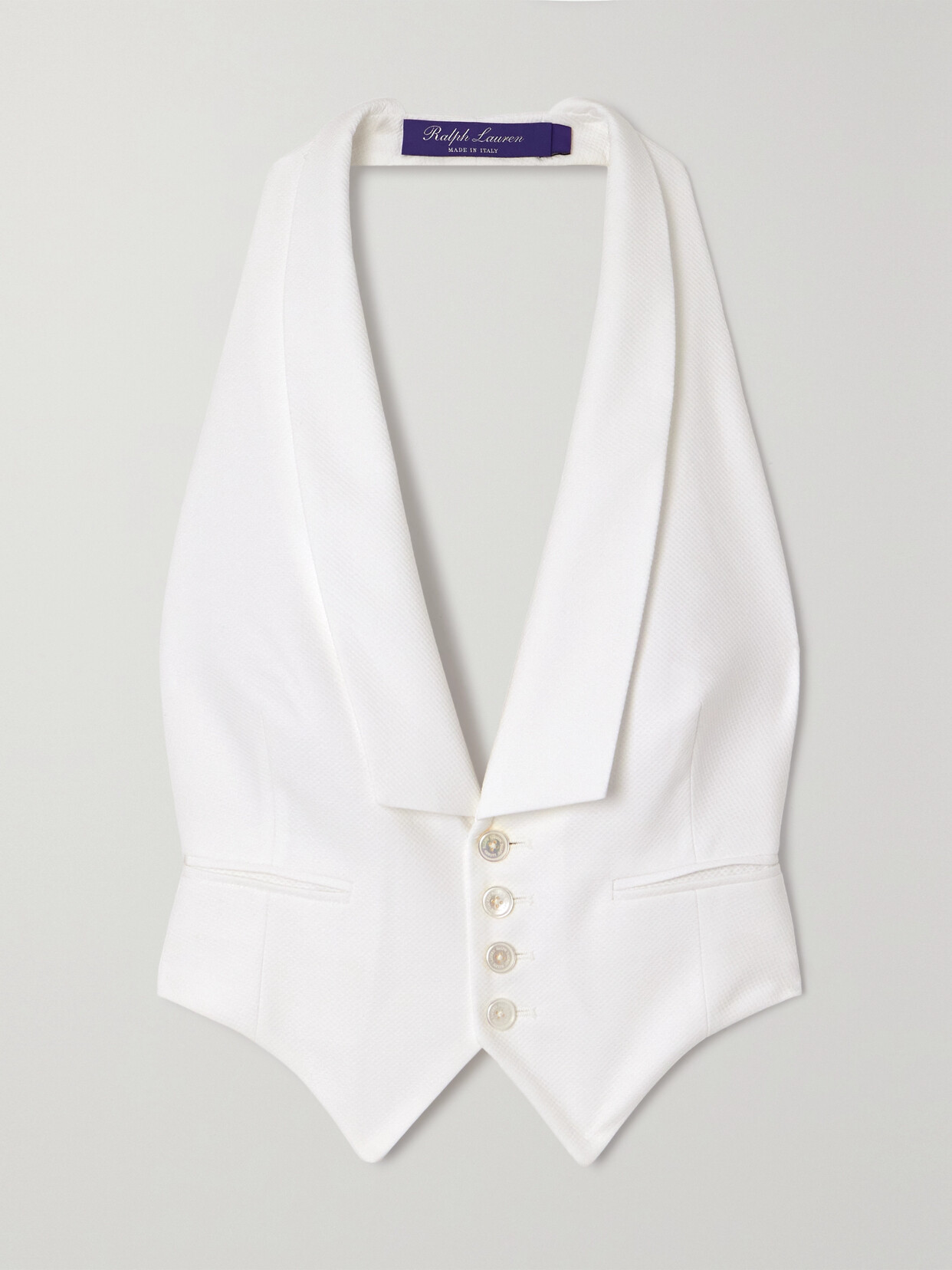 Ralph Lauren Collection Cadie Halterneck Textured-cotton Vest - White