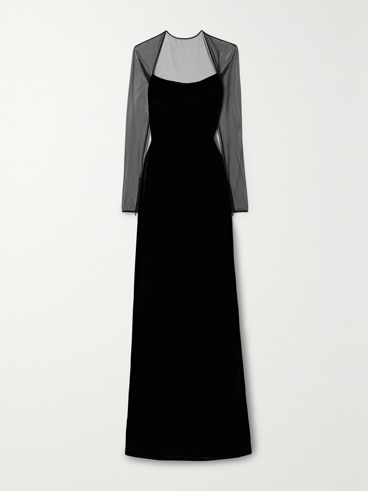 Ralph Lauren Collection - Hartwell Mesh-trimmed Velvet Gown - Black