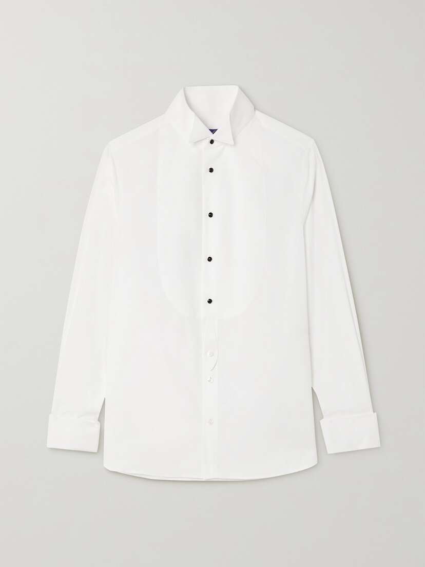 Ralph Lauren Collection Marlie Piqué-trimmed Cotton-poplin Shirt
