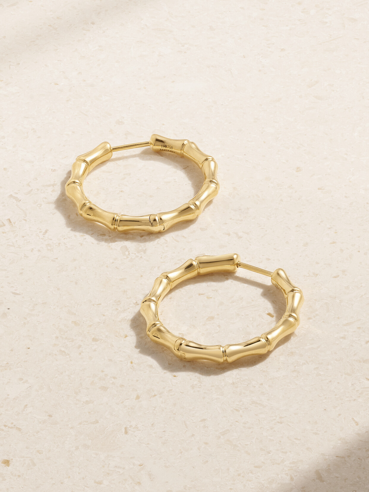 Anita Ko - Bamboo 18-karat Gold Hoop Earrings - One size