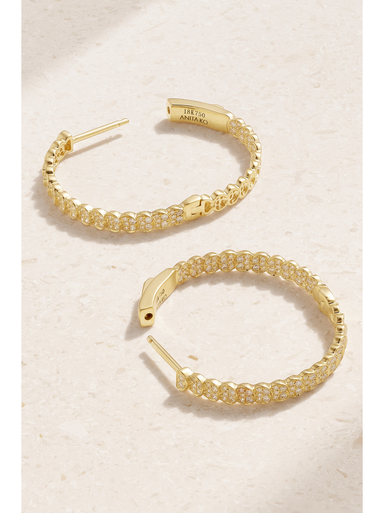 Shop Anita Ko Luna Large 18-karat Gold Diamond Hoop Earrings