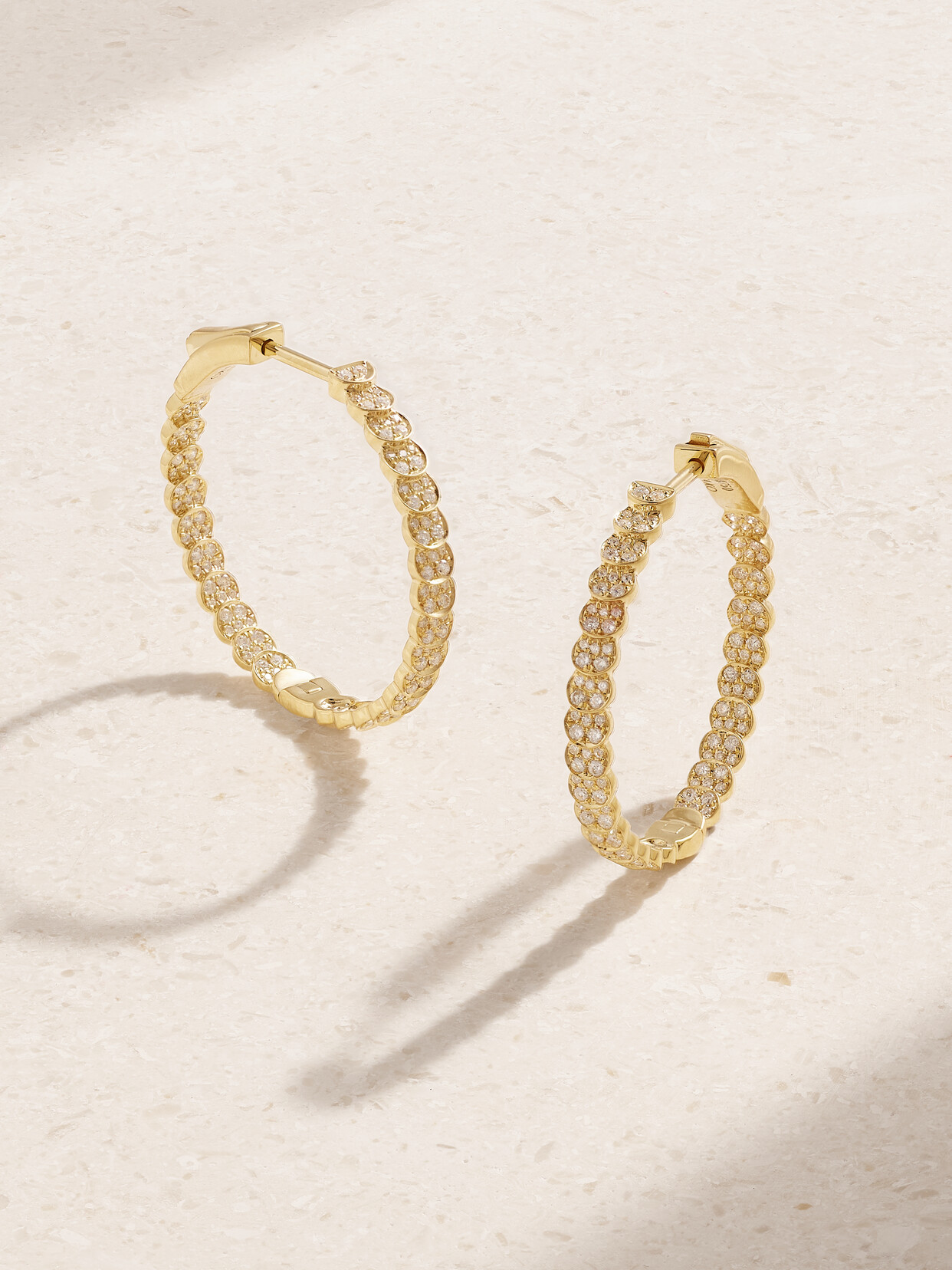 Anita Ko Luna Large 18-karat Gold Diamond Hoop Earrings