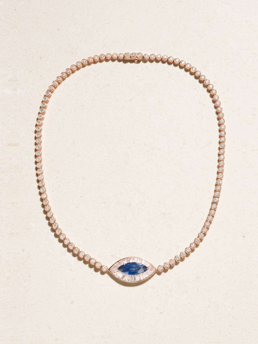 Anita Ko 18-karat Rose Gold, Diamond And Sapphire Necklace