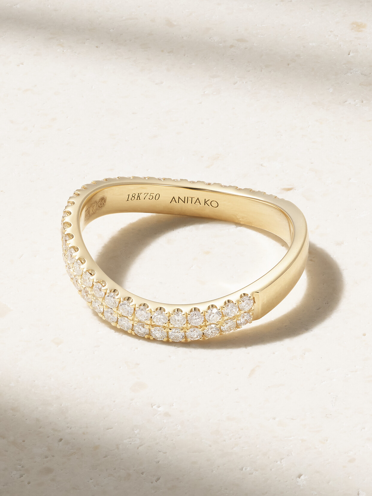 Anita Ko Curved 18-karat Gold Diamond Ring