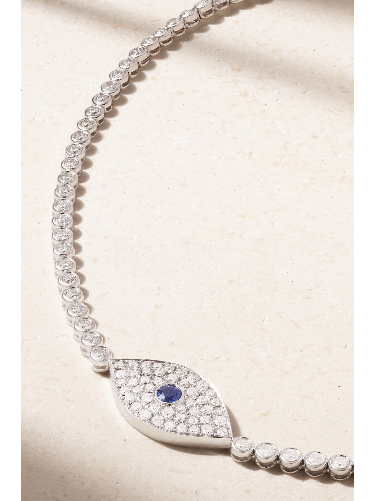 Shop Anita Ko Evil Eye 18-karat White Gold, Sapphire And Diamond Choker