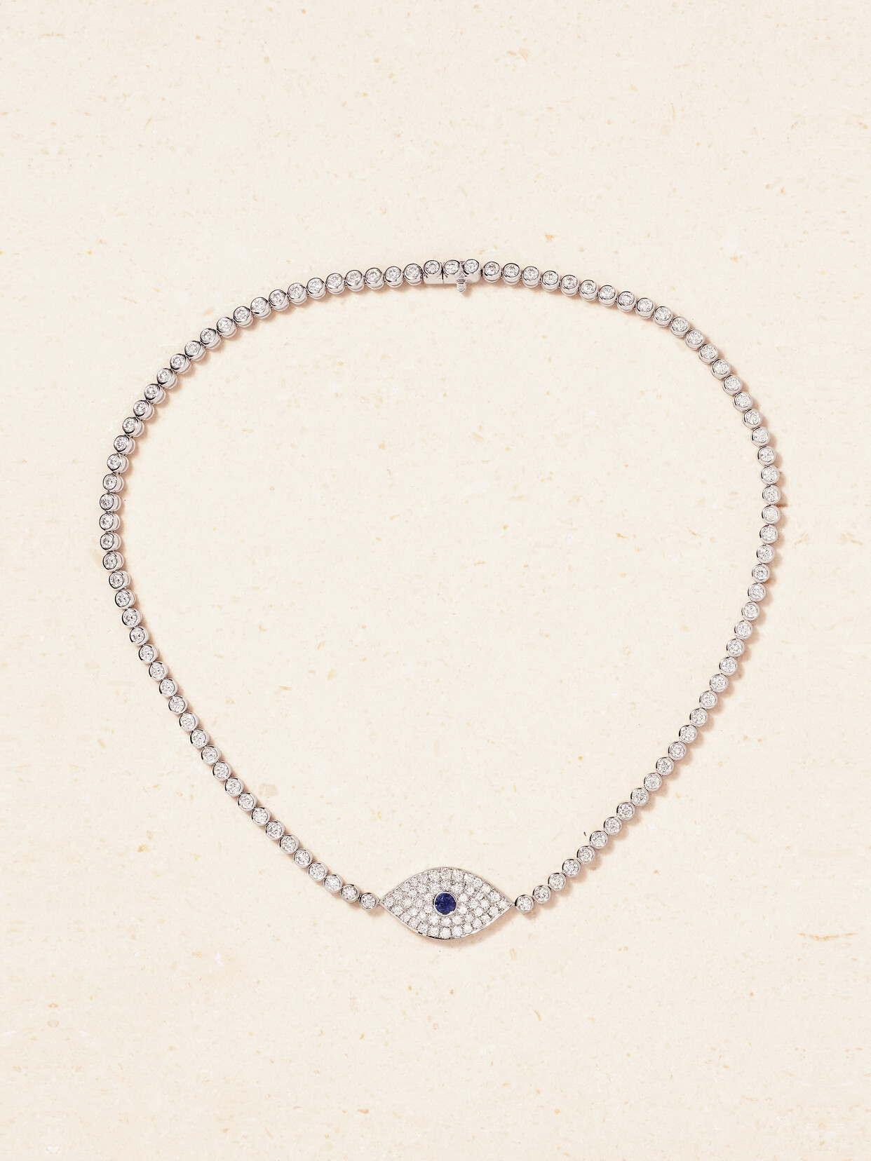 Anita Ko Evil Eye 18-karat White Gold, Sapphire And Diamond Choker