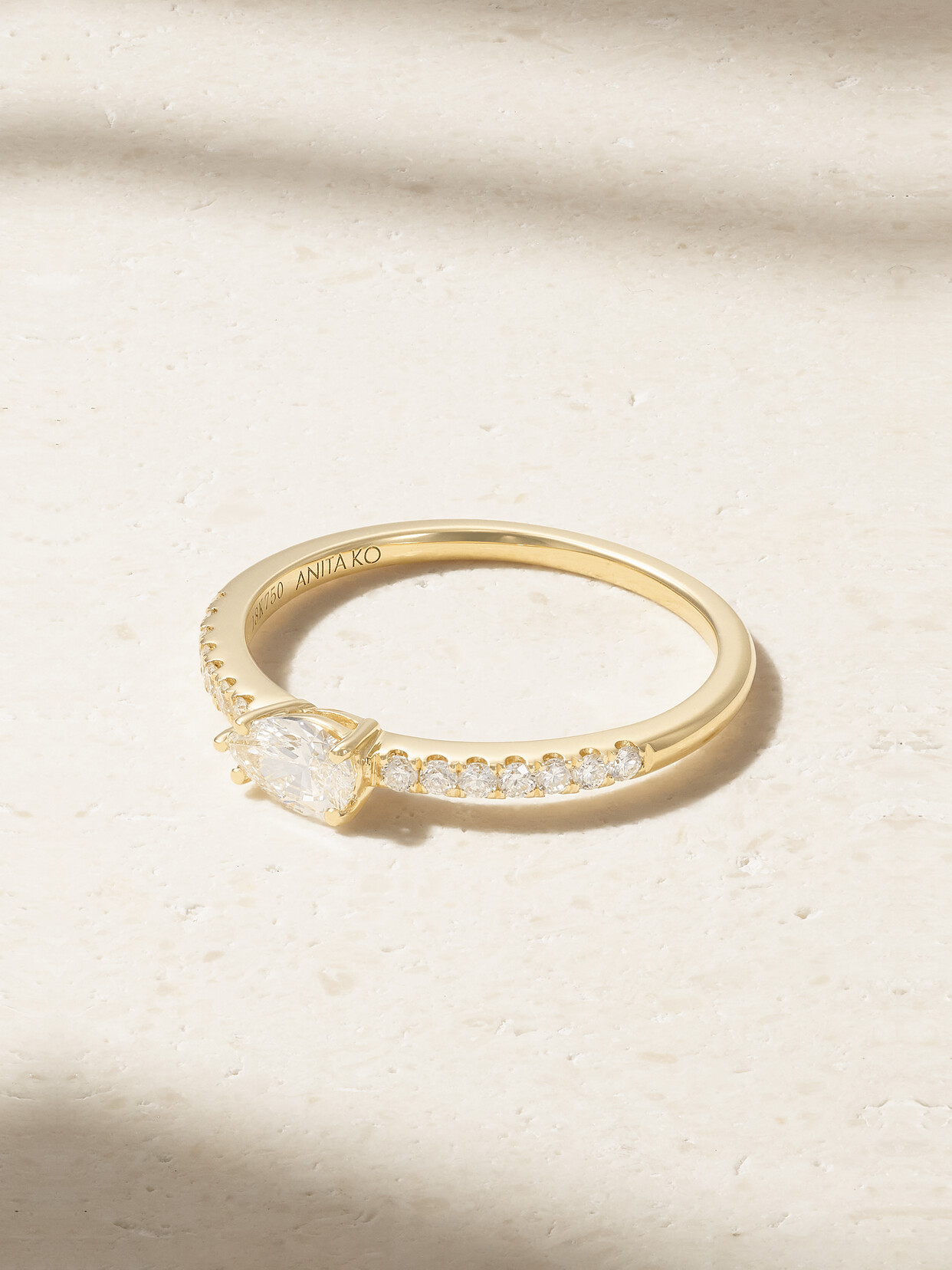 Anita Ko Sideways Pear 18-karat Gold Diamond Ring